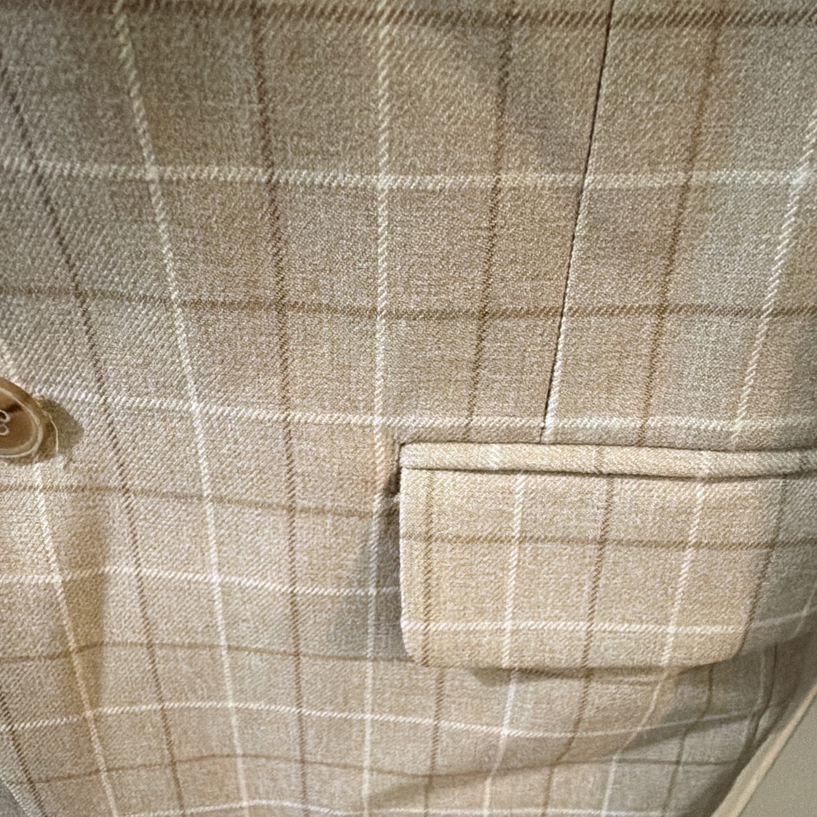 Tazio Beige Plaid Tuxedo Blazer 8 Regular Single-Breasted 2-Button Notch