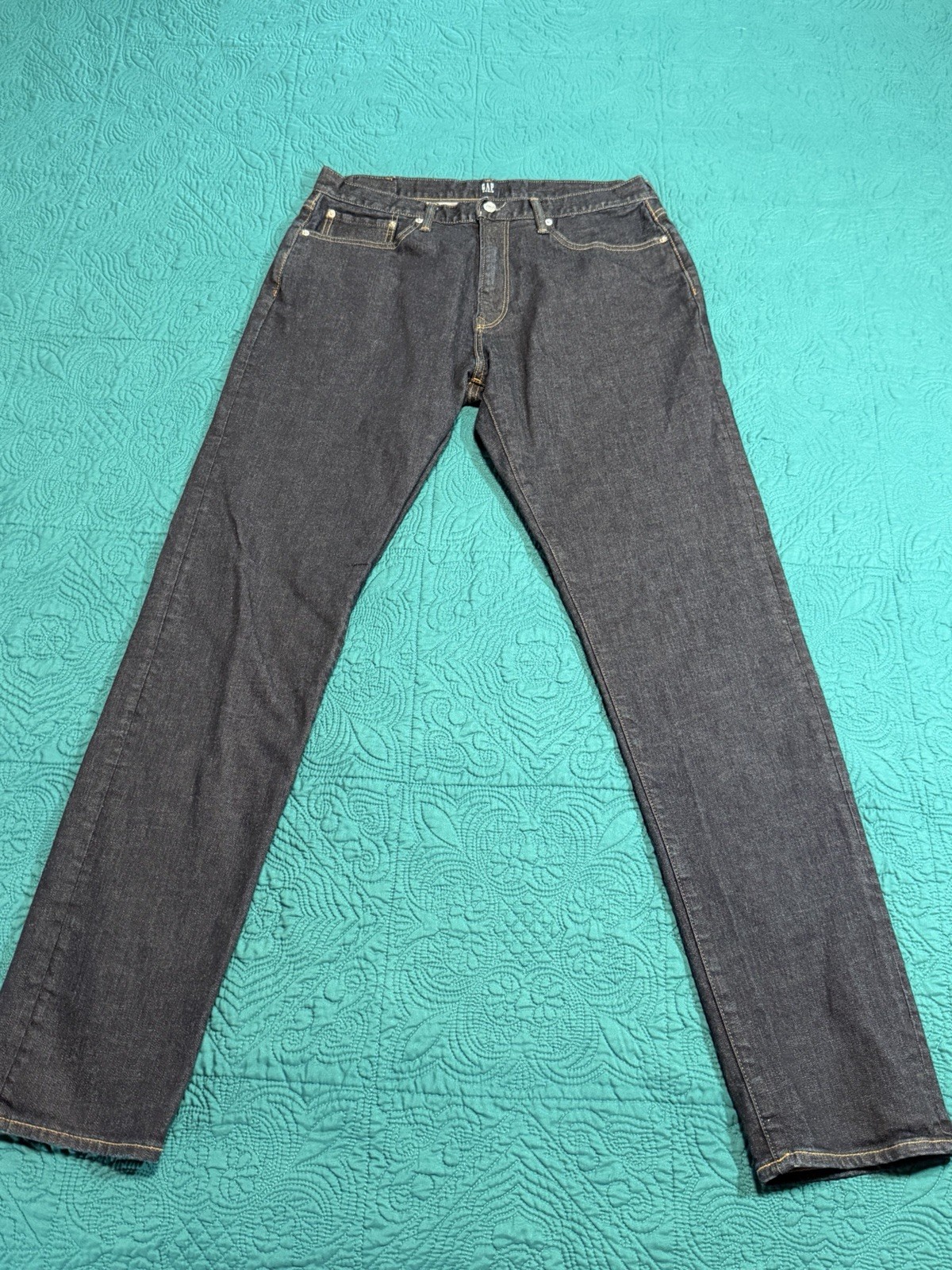 GAP Denim Athletic Jeans Men 34×36 Dark Wash Straight Leg Stretch Blue