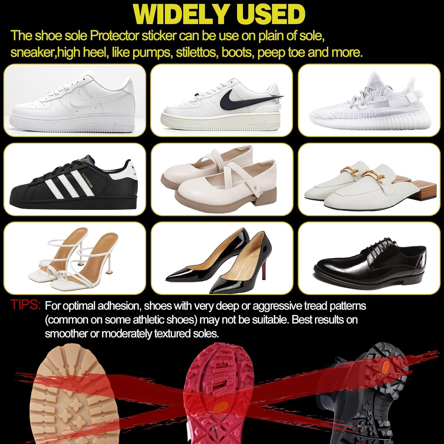 Sole Protector for Sneakers 4 Pack Clear Shoe Bottom Cover Easy Install Strong A