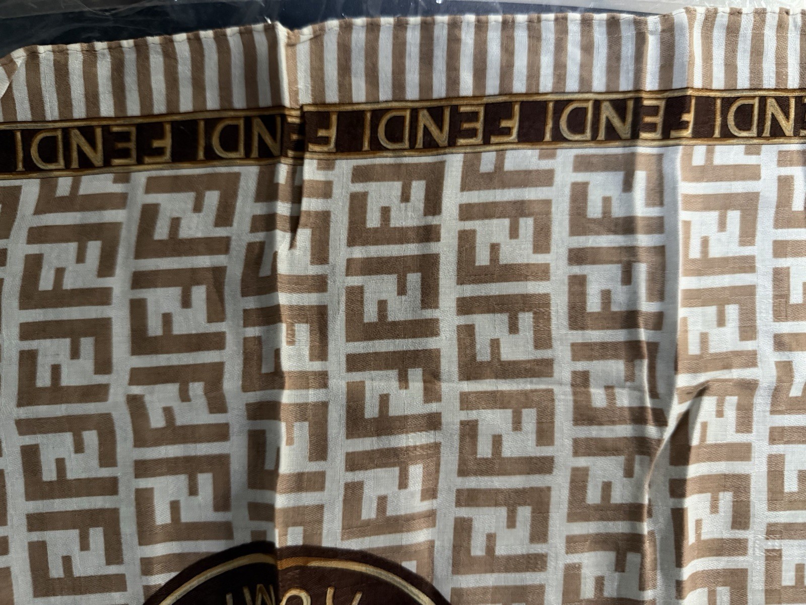 Authentic Fendi Brown/white FF stripe scarf with “FENDI ROMA 1925” seal?