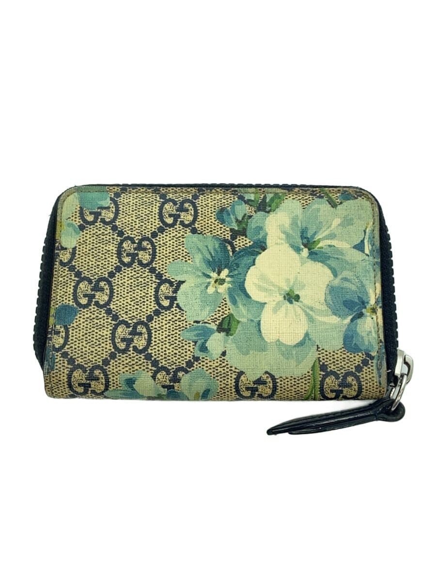 GUCCI GG Blooms Coin Case Purse Wallet Floral Blue 410220 No Box Used