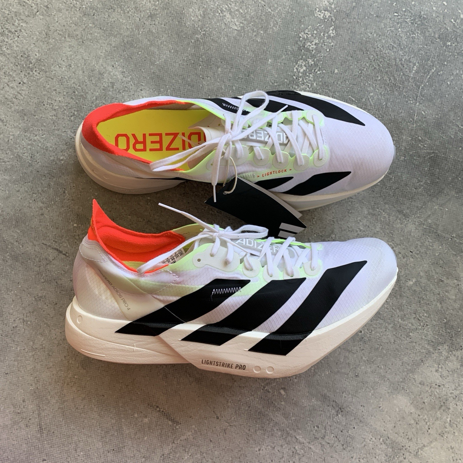 ADIDAS ADIZERO ADIOS PRO 4 WHITE RUNNING SIZE US 12.5 UK 12 EU 47 1/3