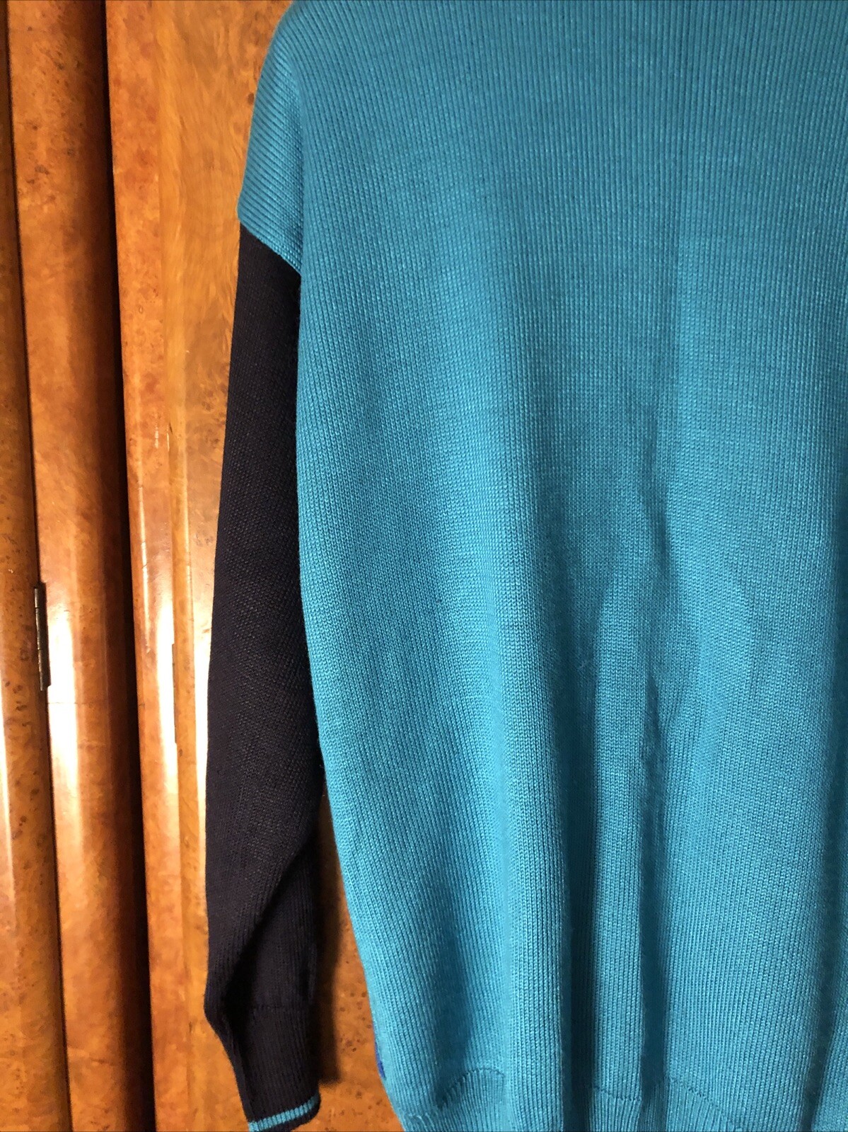 VINTAGE YARELL GREEN/BLUE/BLACK KNITTED JUMPER – SIZE 14 NEW WITHOUT TAGS