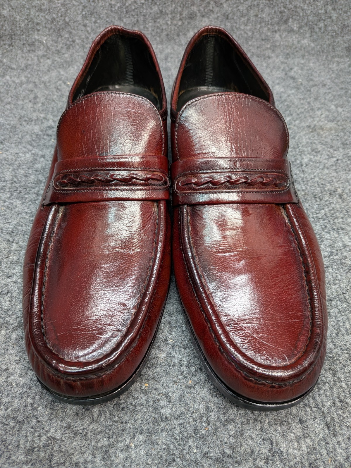 Florsheim Mens 7D Burgundy Leather Penny Loafers Moc Toe Dress Shoes Slip On…