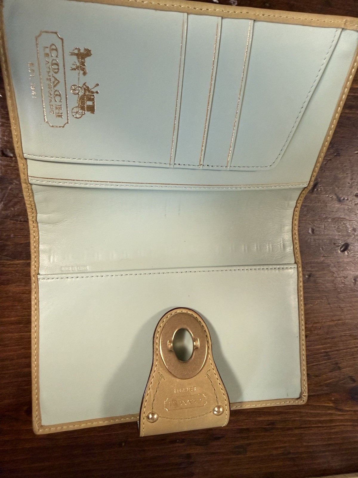 COACH LEGACY TURN-LOCK AGENDA COVER IN SEA-FOAM LEATHER
