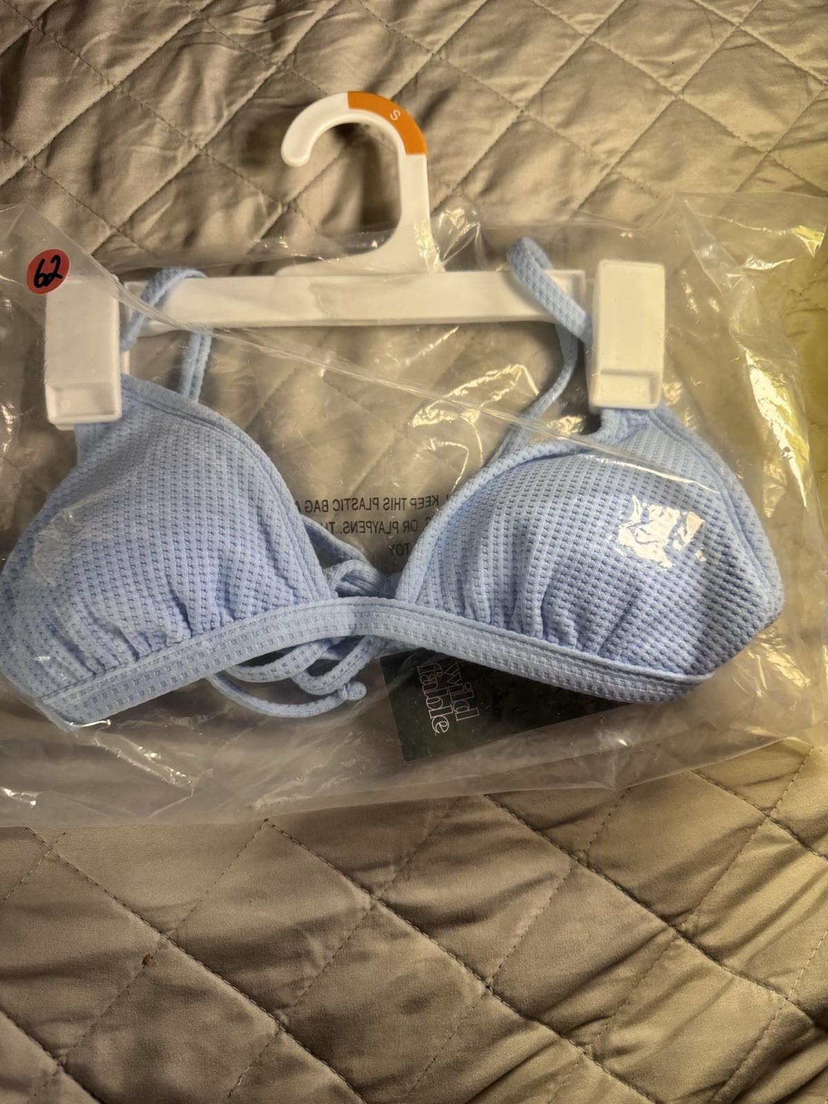 Aerie Women’s Blue Solid Triangle Bikini Swim Top Strap Accent Size S Regular