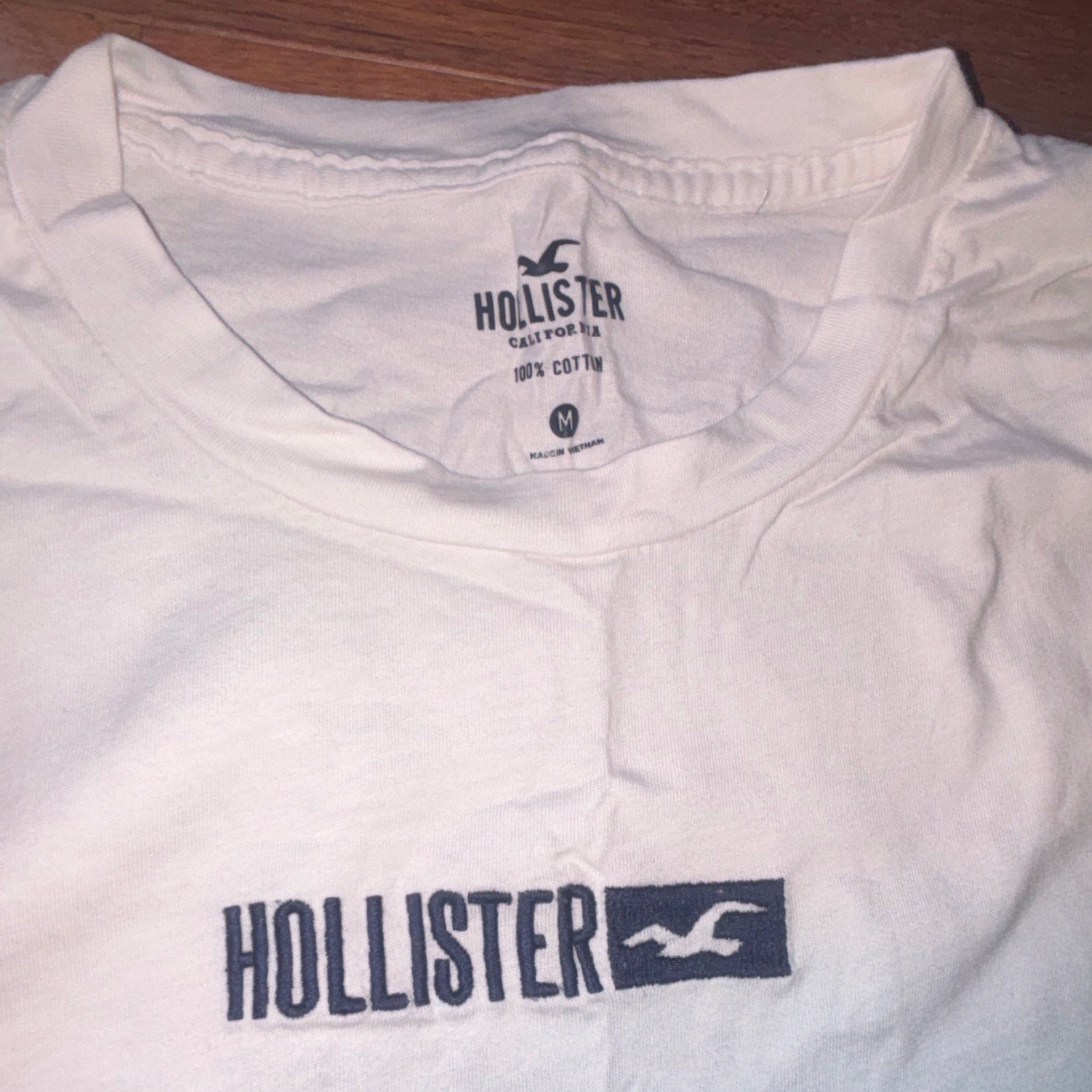 Hollister California Men’s White/Blue Gradient Logo Cotton Crew Tee M