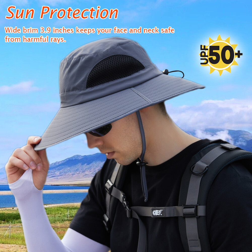Wide Brim Sun Hat UV Protection Bucket Cap For Hiking Camping Fishing Safari