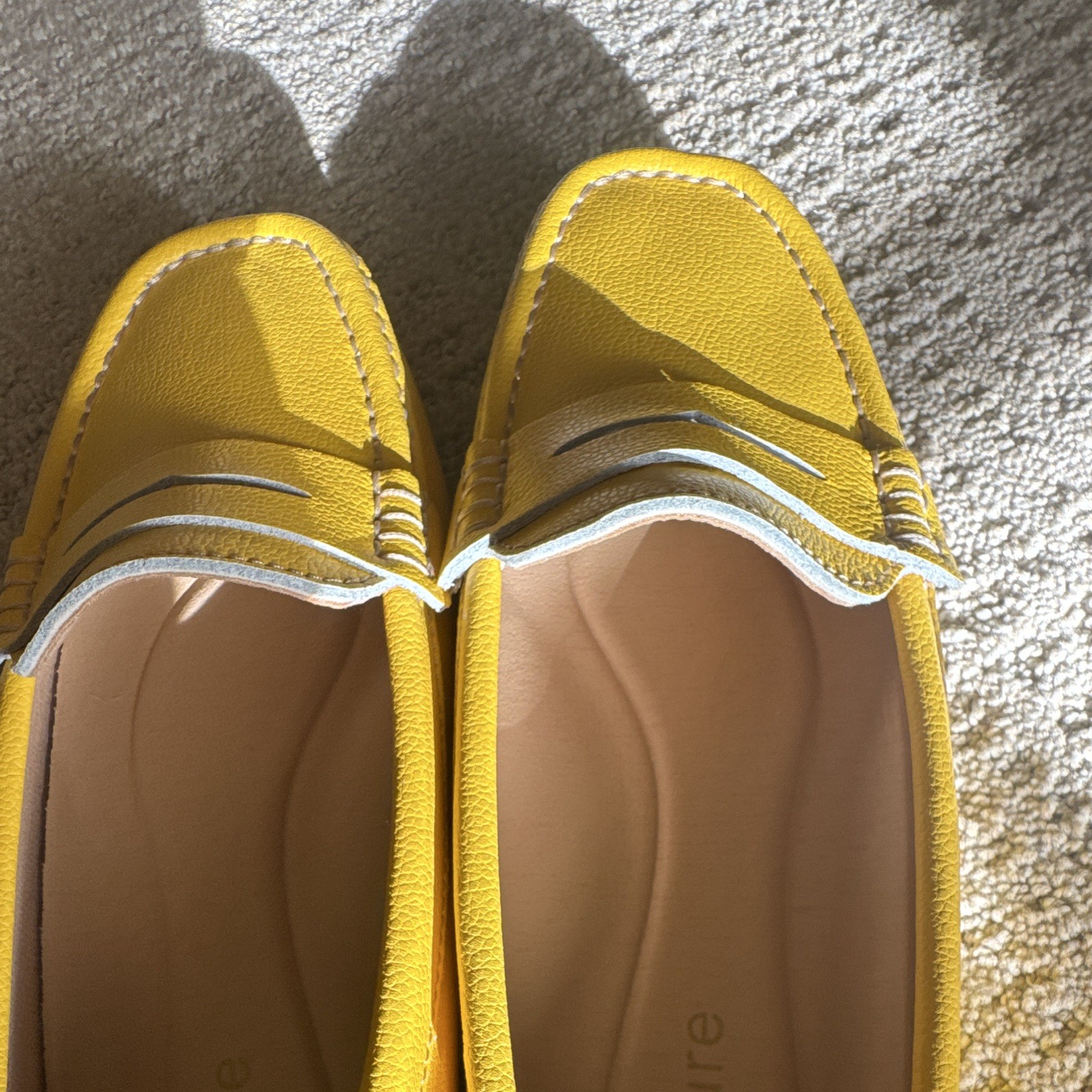 Artisure Men’s Yellow/White Leather Slip-On Loafers Contrast Stitching 8.5