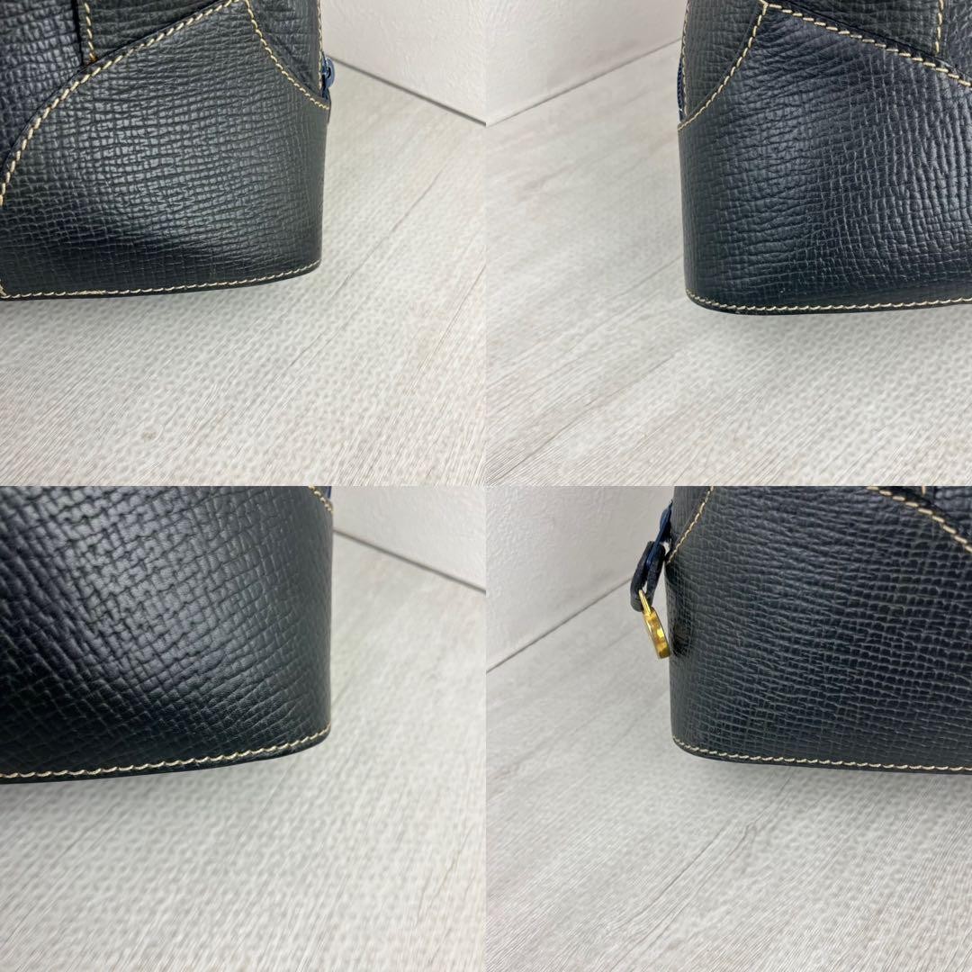 LOEWE Dark Green Leather Shoulder Handbag Y2K Style Japan Used Authentic 059807