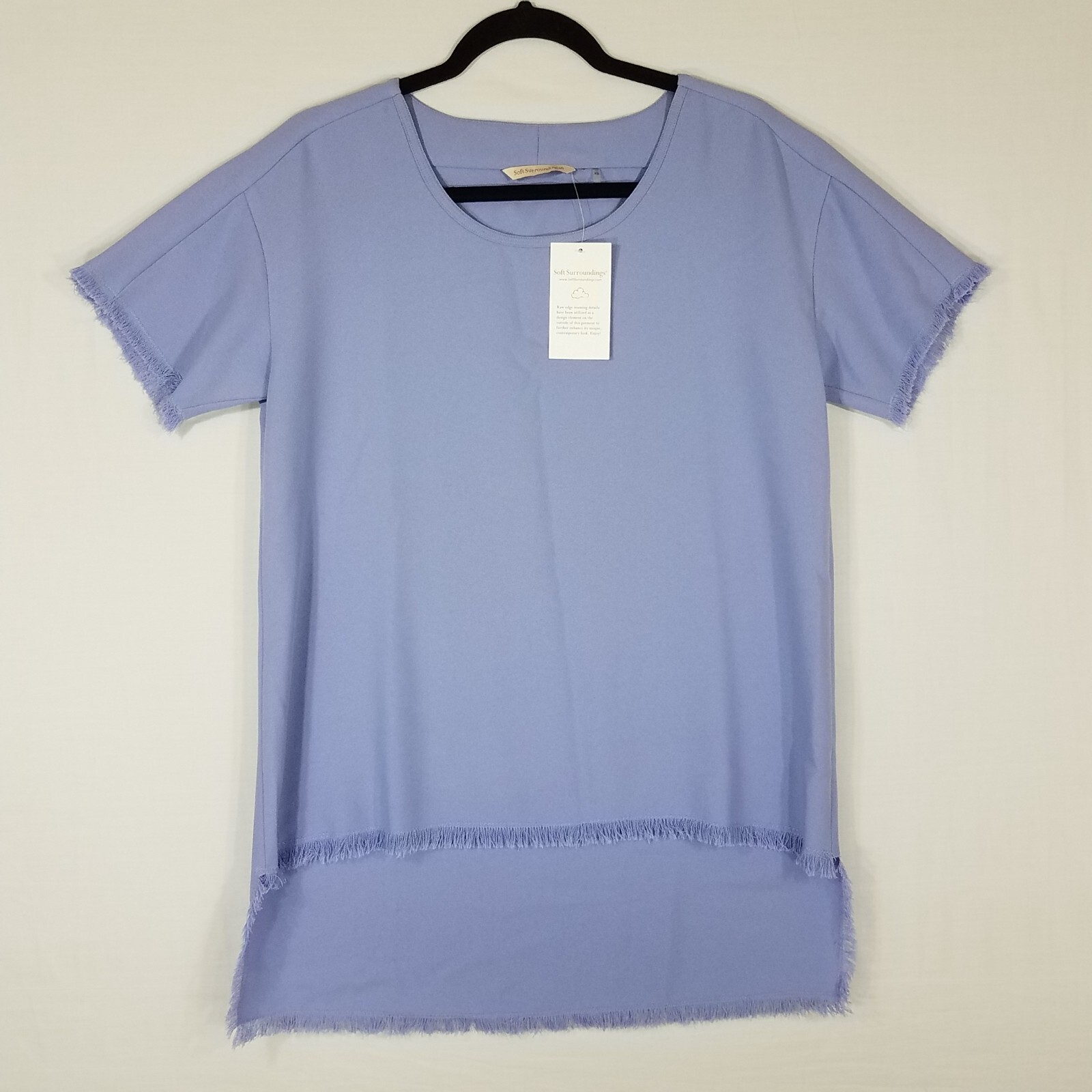 Soft Surroundings Raw Edge Tunic XS Hi-Low Lavender Purple Boho Coastal Resort