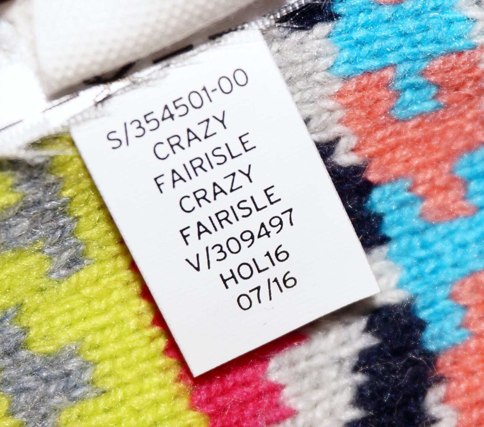 GAP Multicolor Acrylic-Blend Knit CRAZY FAIRISLE Scarf 72″ x 9.5″