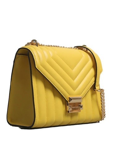 NEW Michael Kors WHITNEY Yellow Chain Crossbody Bag Golden Rod Quilted