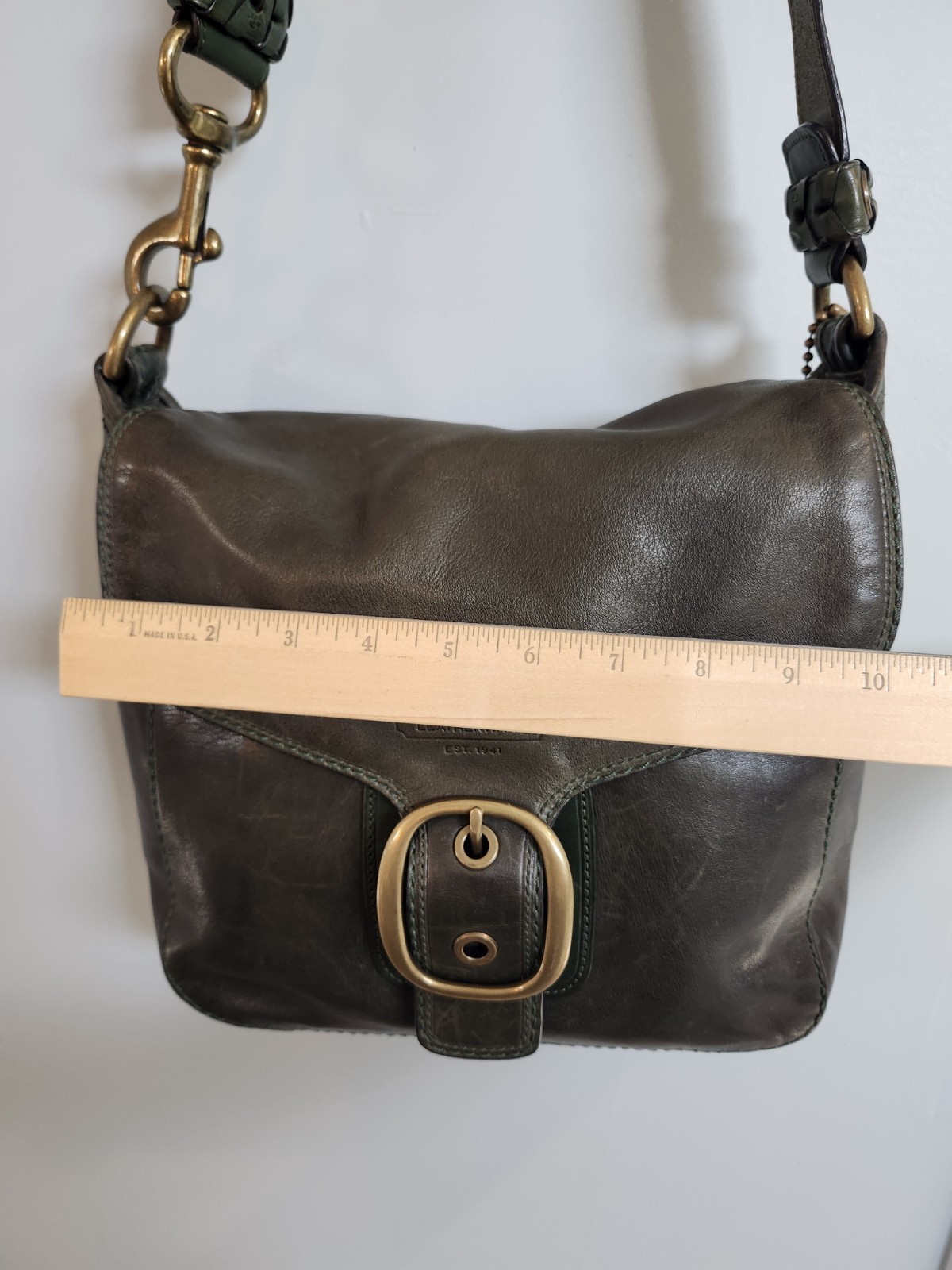 Y2K Coach Bleecker Tattersall Large Flap Shoulder Bag Green F0769-11419 Vintage