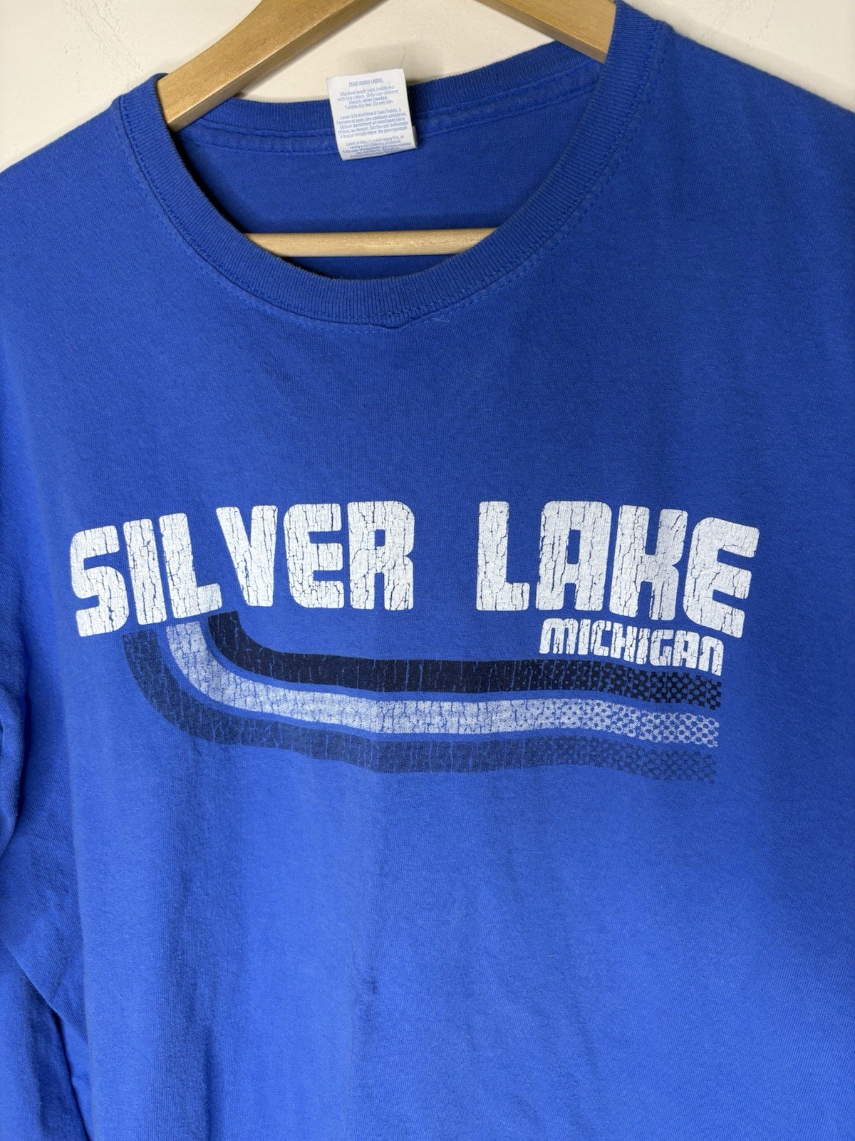Silver Lake Michigan Size XL Mens Long Sleeve T-Shirt Blue Northern Michigan Tee