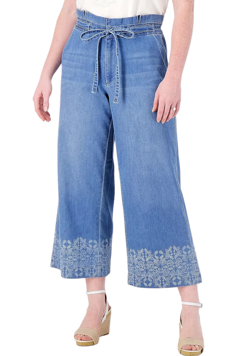 Laurie Felt Cotton Rayon Wide Leg Paper Bag Pant Vintage Light