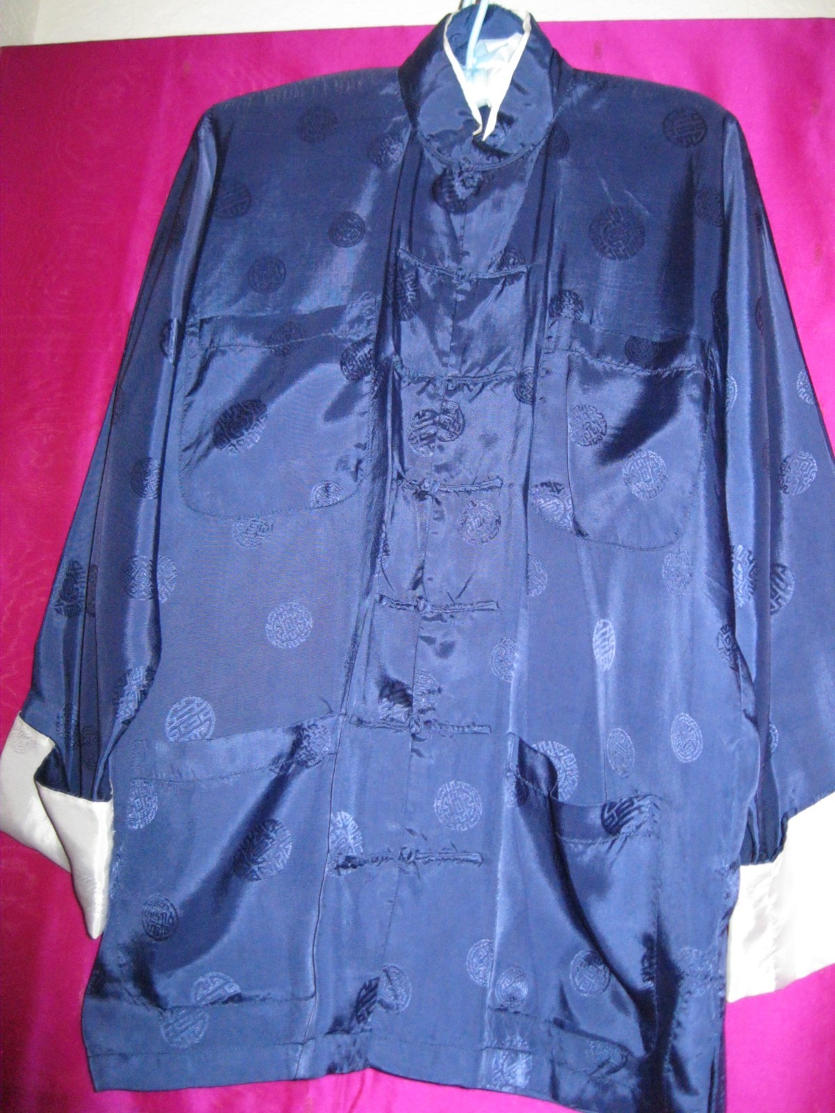 CHINA, 2 PC. NAVY BLUE COLORED ASIAN STYLE TOP & SLACKS, NEW, SZ S/M.