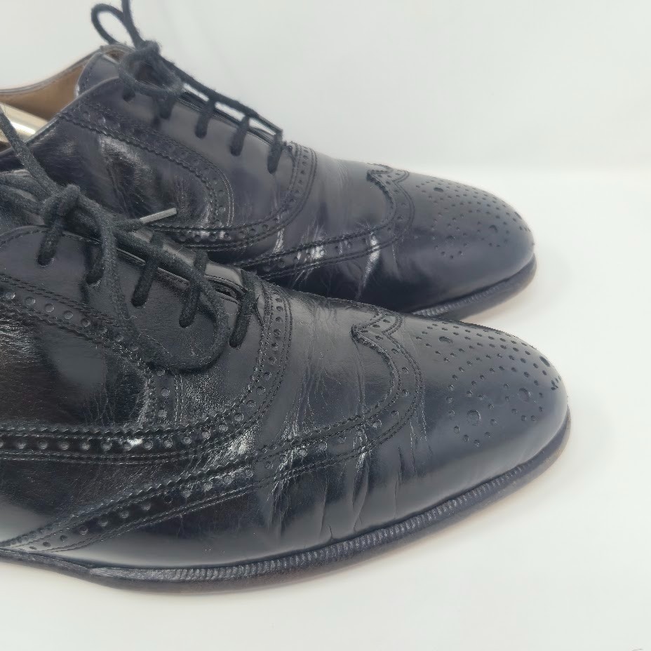 Bally of Switzerland Men’s Wingtip Oxfords Size 7 D Black Leather Brogue Vintage