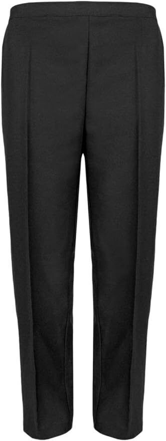 WOMENS TROUSERS HALF ELASTICATED STRETCH WAIST WORK OFFICE POCKETS LADIES PANTS