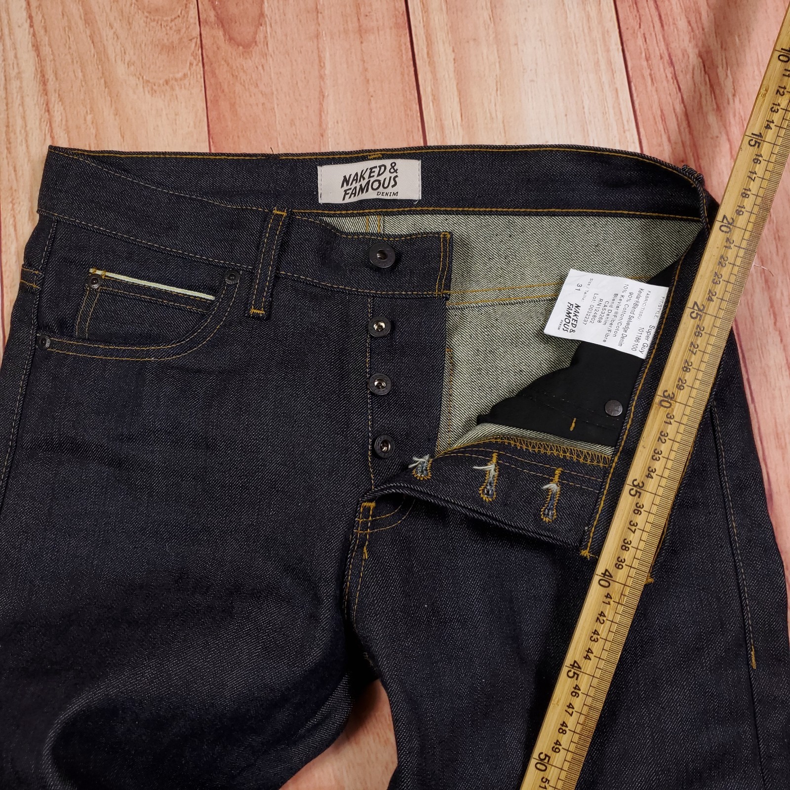 Naked & Famous Made W/ Kevlar Blend Selvedge Blue Denim Jeans 31 (Meas. 30×32)