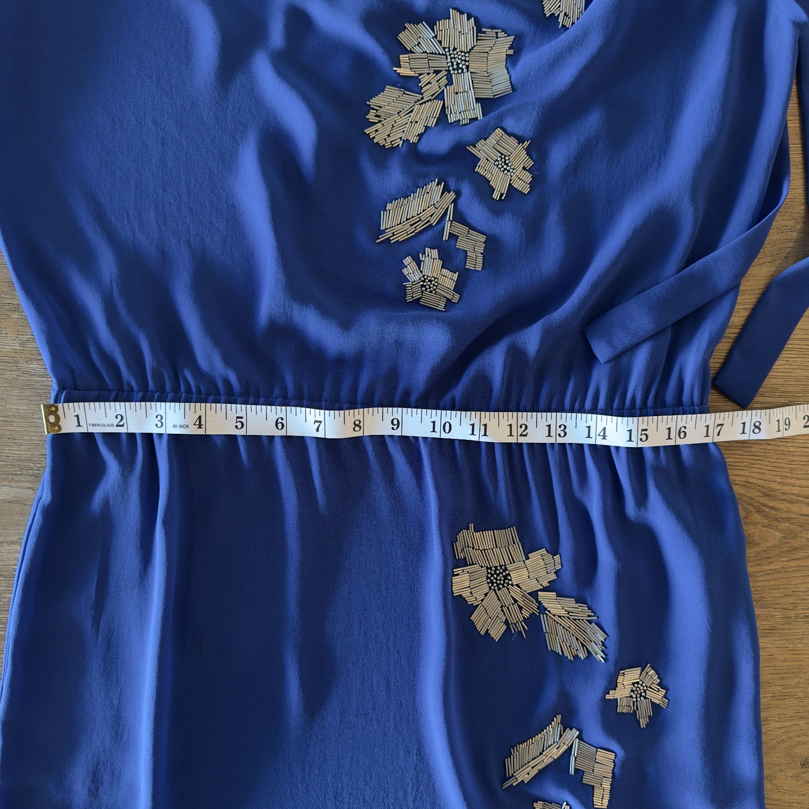 Robert Rodriguez Royal Blue Sheath Dress-Silver Beaded Floral Design-Size 4 $175