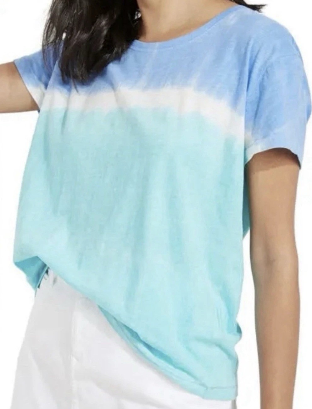 NWT $55 Vineyard Vines Oversized Tie-Dye Surf Tee T Shirt Blue White Womens SM S