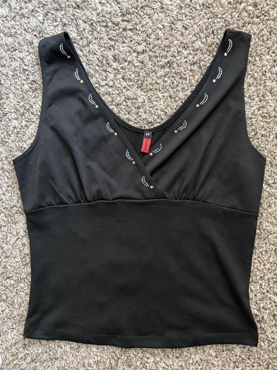 Vintage Sleeveless Black Star Tie Top Small Celestial Whimsygoth Y2K