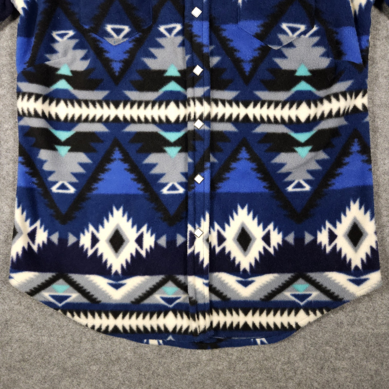 Rockmount Ranchwear Shirt Medium Men Western Blue Southwest Aztec USA Pearl Snap