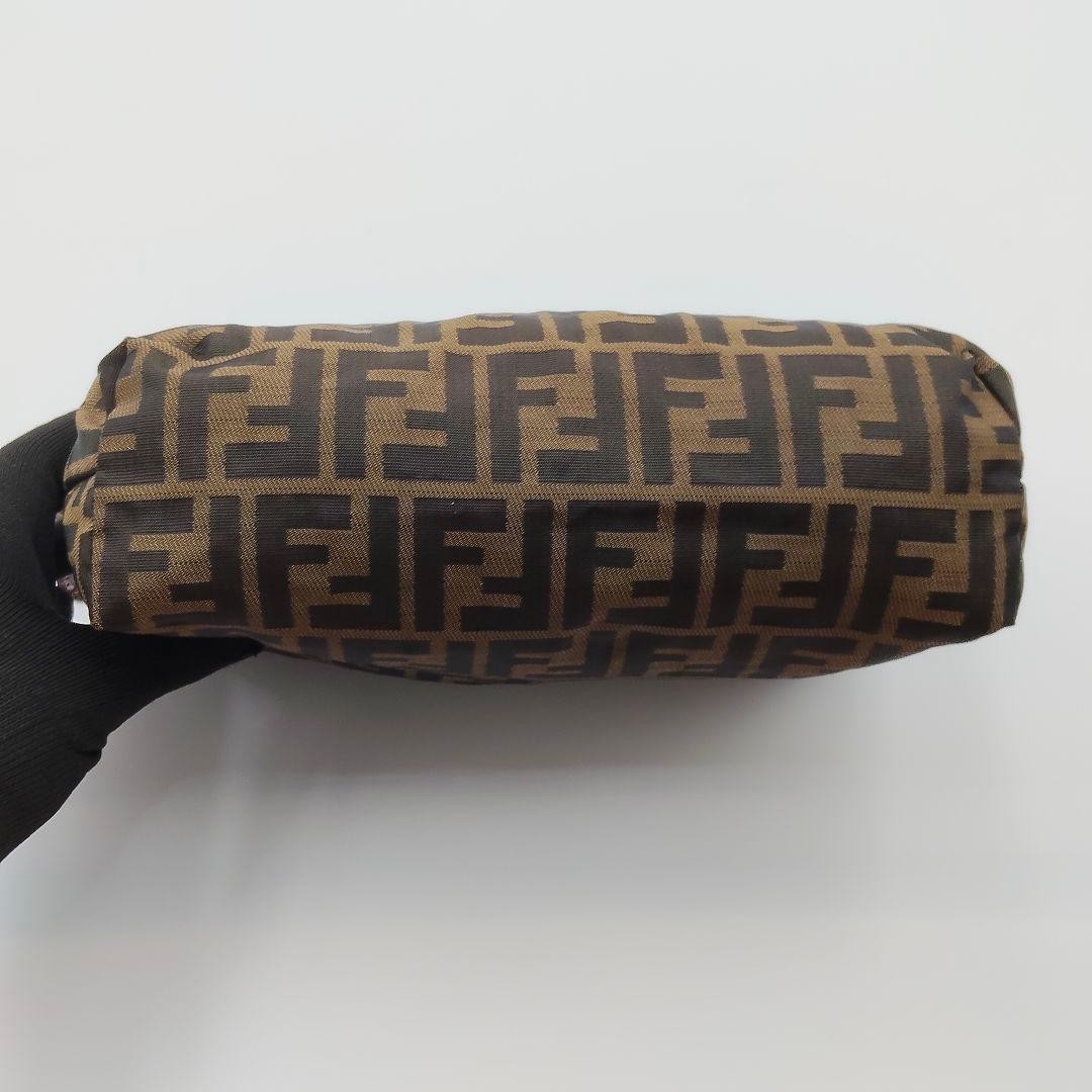 Fendi Zucca Canvas Cosmetic Pouch Brown FF Logo Authentic 25cm Bag