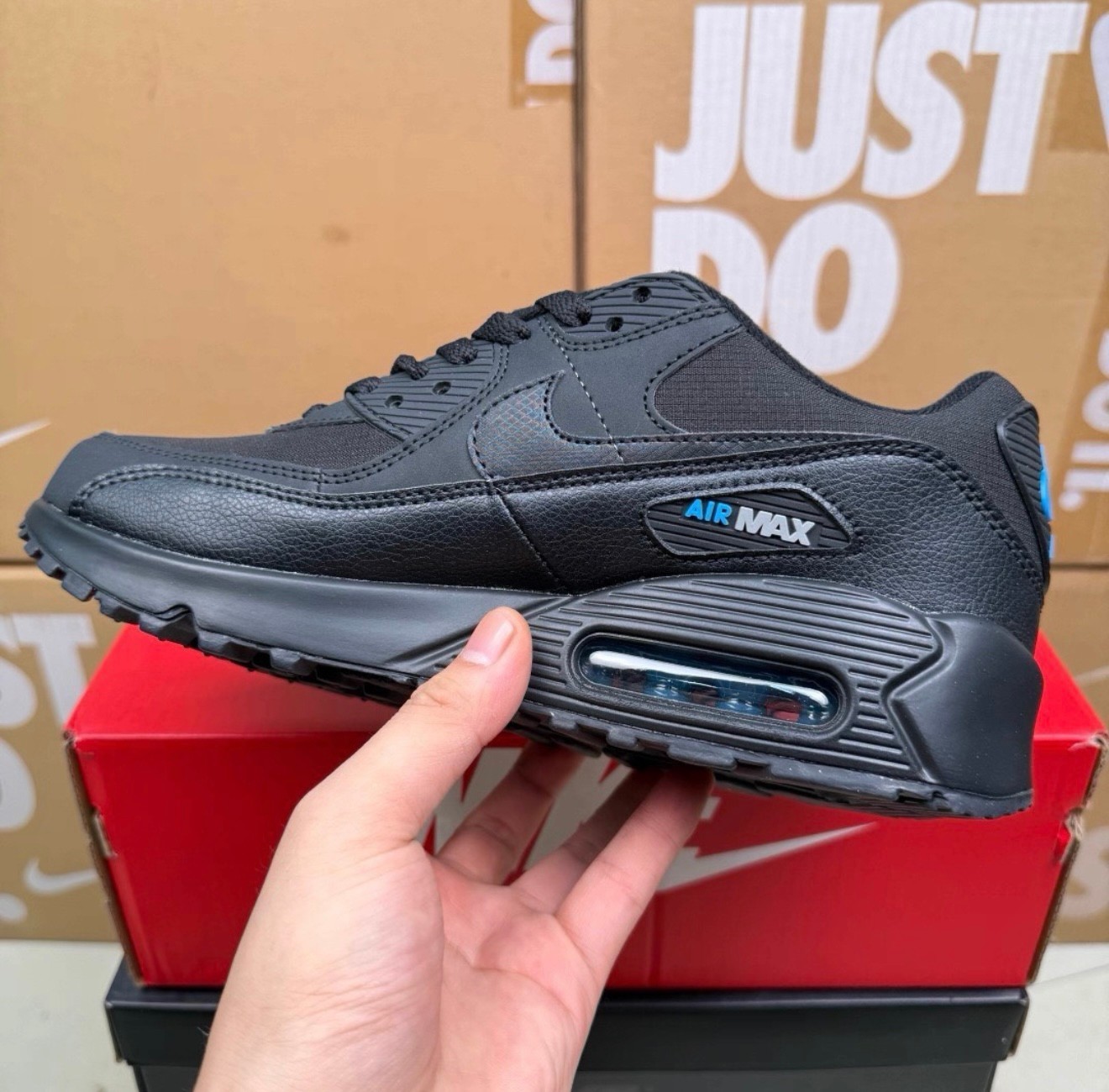 Men’s Nike Air Max 90 ” Black Blue ” Basketball Sports Shoes US Size 7-12
