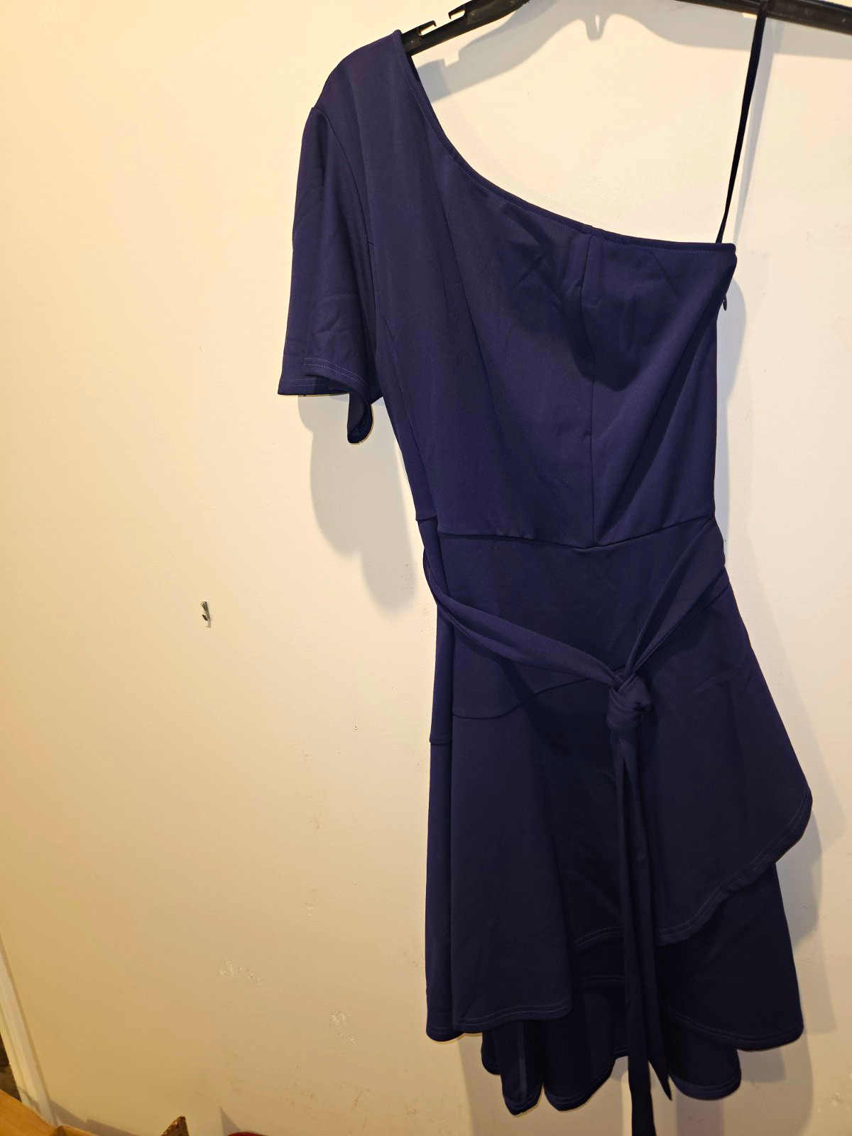 Grace Karin Blue One-Shoulder Layered Tie Waist A-Line Knee Dress 2XL
