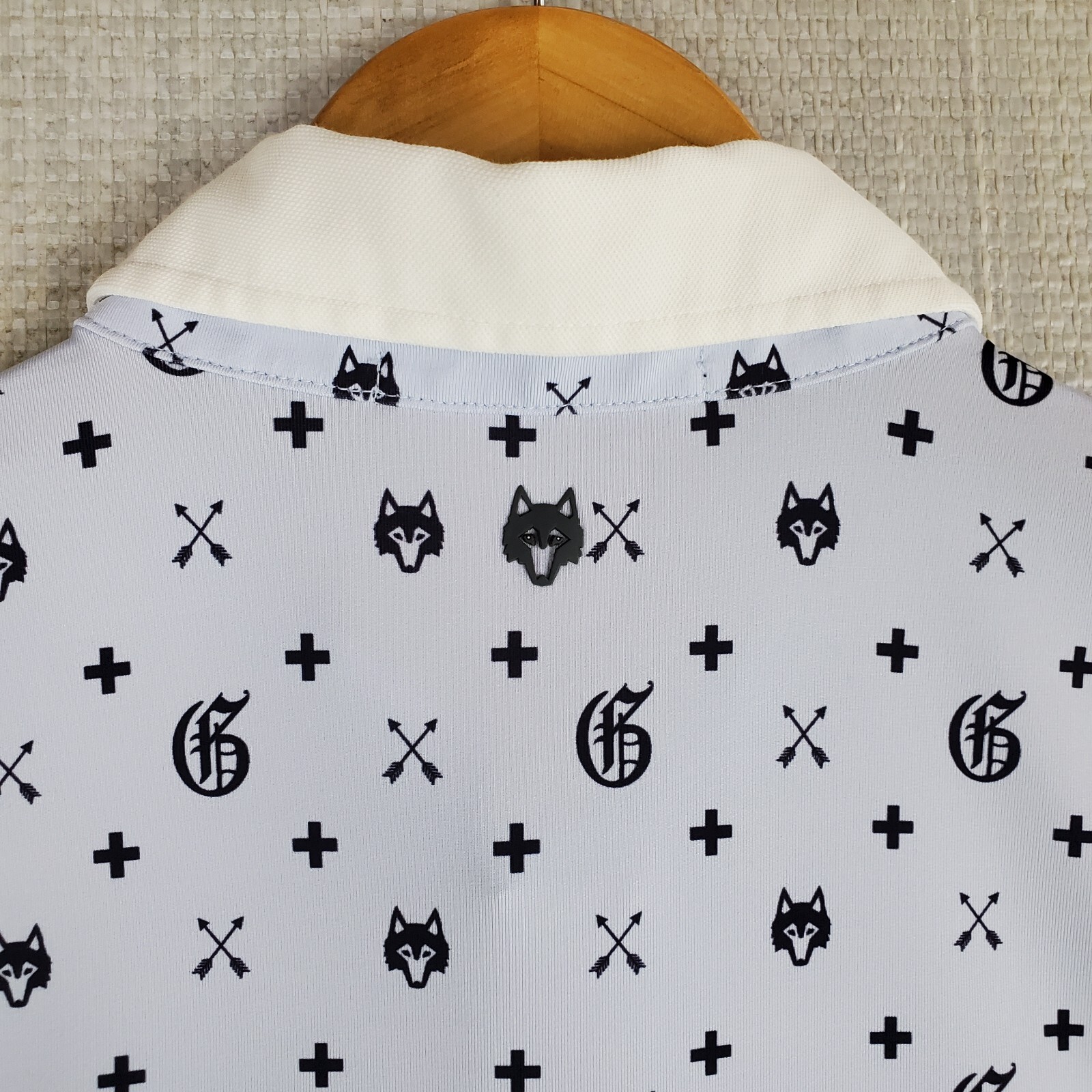 GREYSON Sz large Mens Cutaway Collar Polo Shirt Performance All Over Print Golf