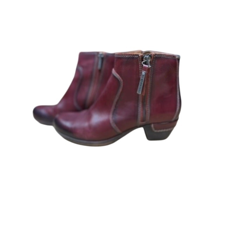 “PIKOLINOS” Women’s Zip Up Ankle Boot Red SZ 37 (7) Soft Leather 1 3/4 Heel