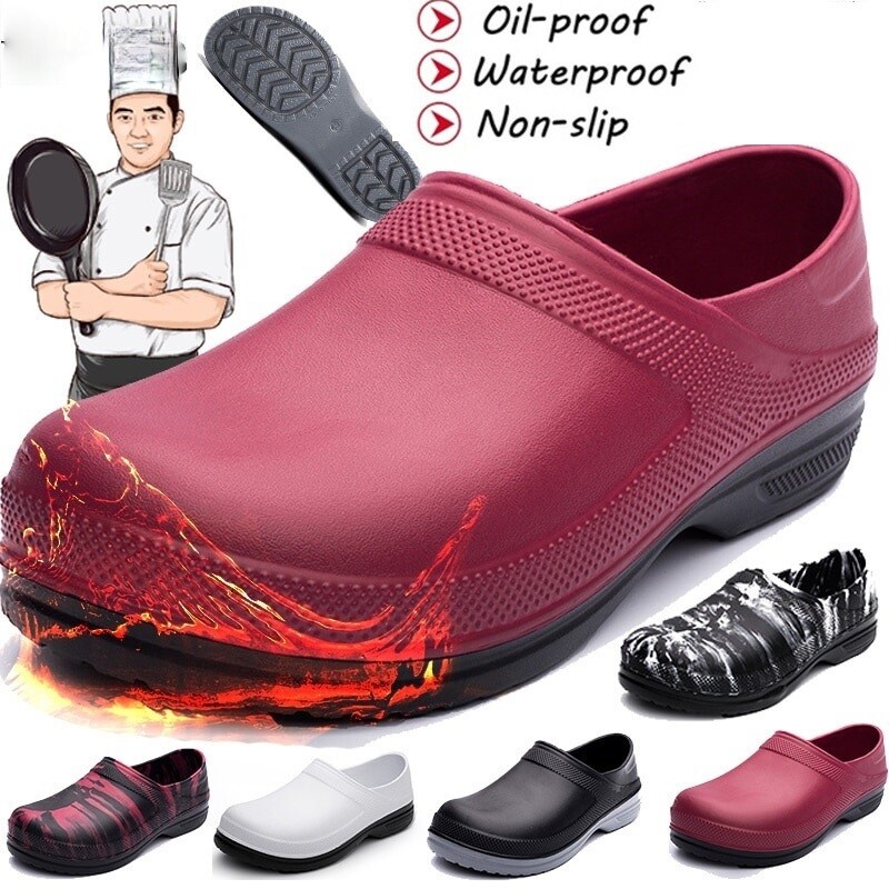 Chef Shoes Kitchen Unisex Non-slip Oil-resistant Waterproof Leather Plus Size