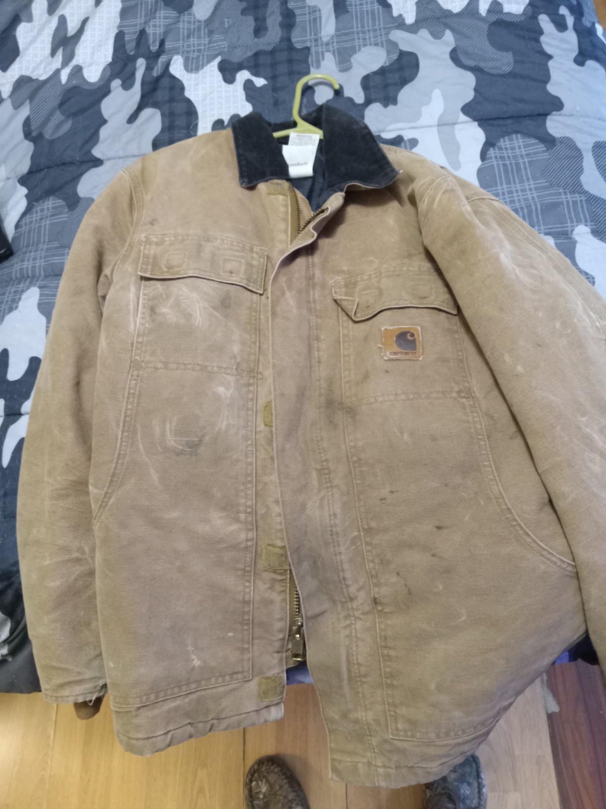 Vintage Carhartt C26 BRN Jacket Mens Small Arctic Duck Quilted Lined Chore Coat