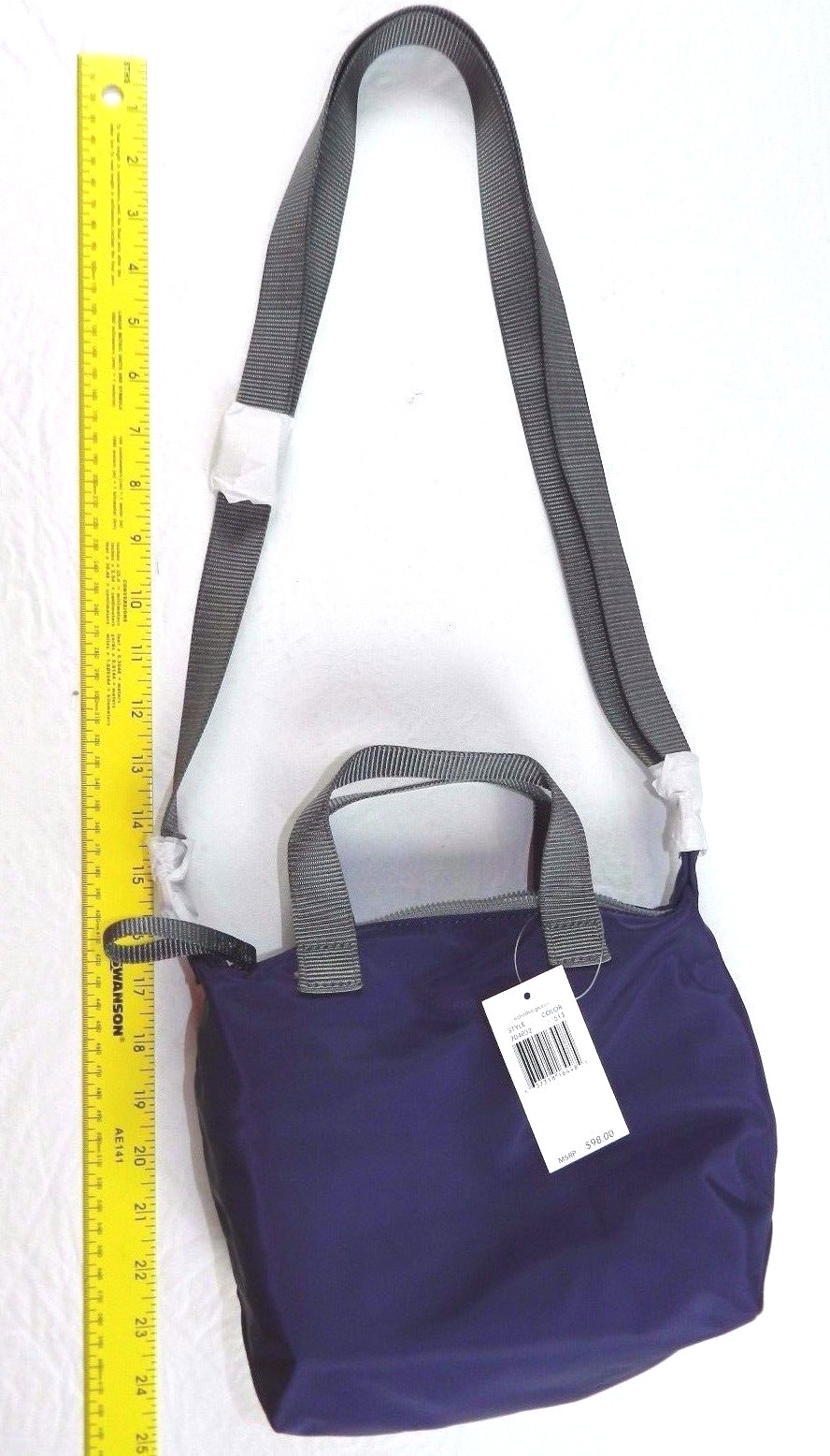 ECHO DESIGN lightweight purple canvas/nylon BAG travel handbag NEW $98 (te10)
