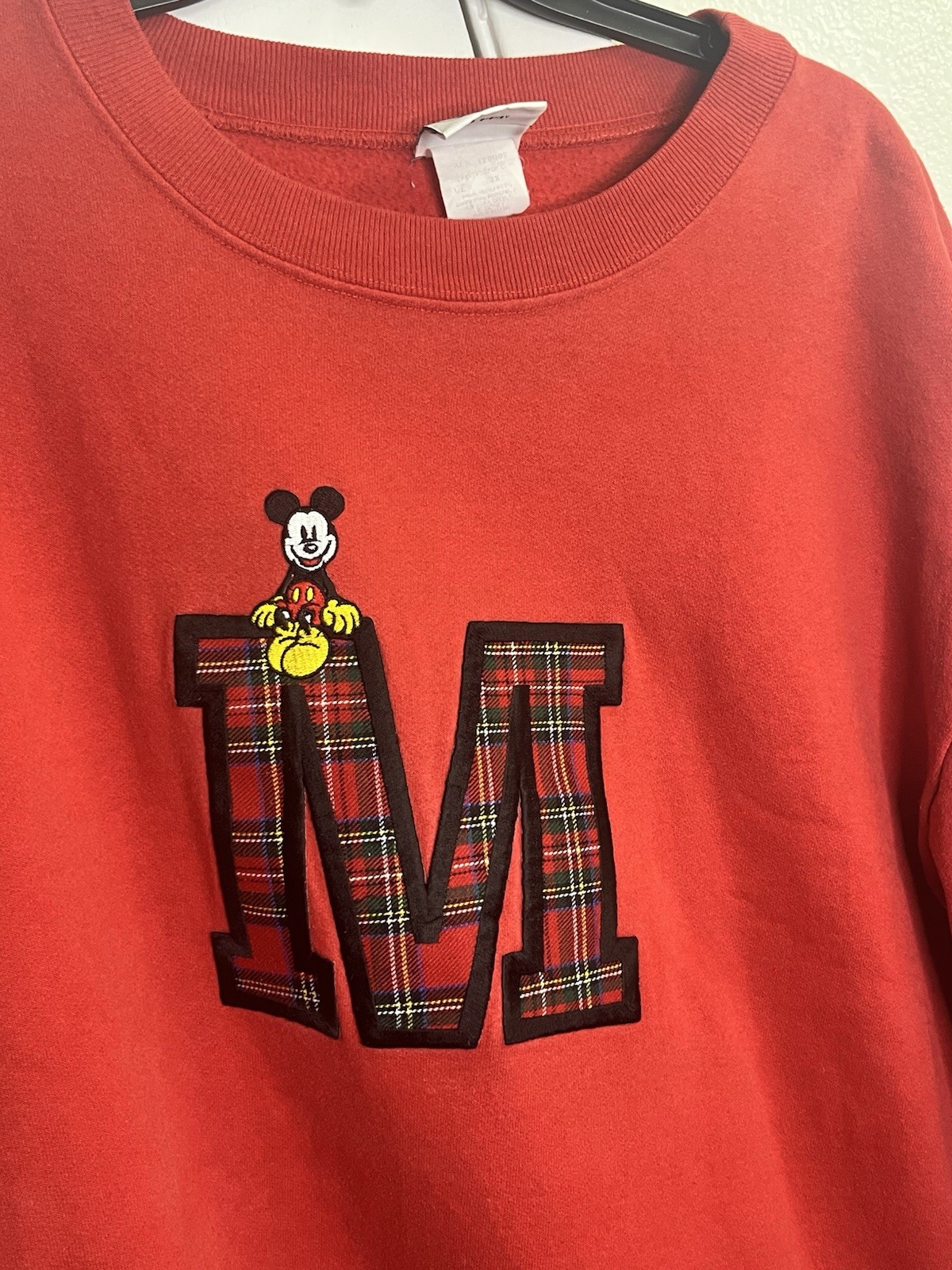 Vintage 90s Mickey & Co J G Hook Disney Sweatshirt 2X Red Plaid Tartan M USA