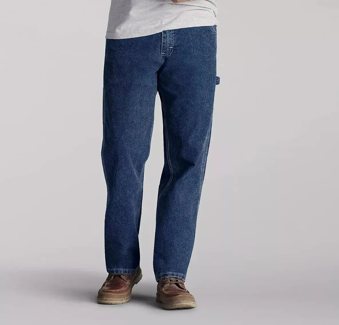 Lee Men’s Stone Wash Straight Leg Loose Fit Cargo Carpenter Denim Jeans 3 Colors