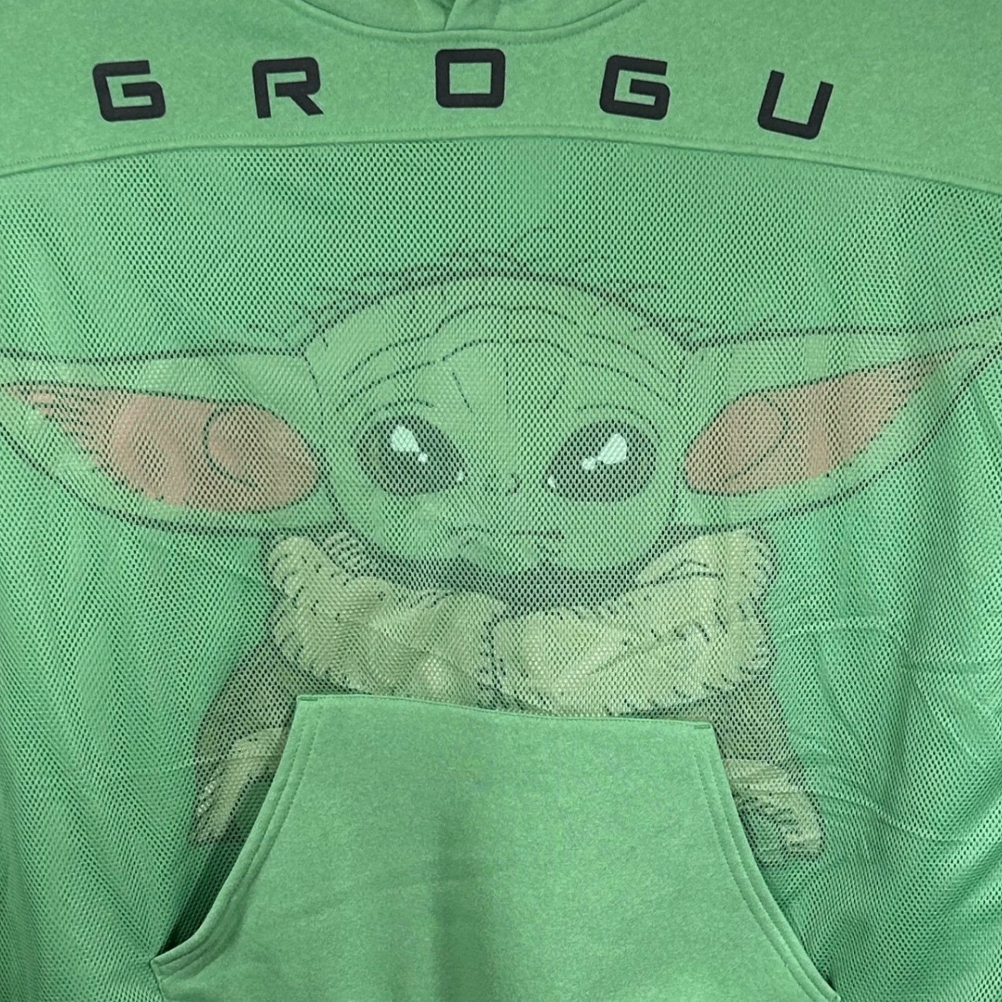 Star Wars Mandalorian Grogu Baby Yoda Green Hoodie Mesh Graphic Men’s Size XL