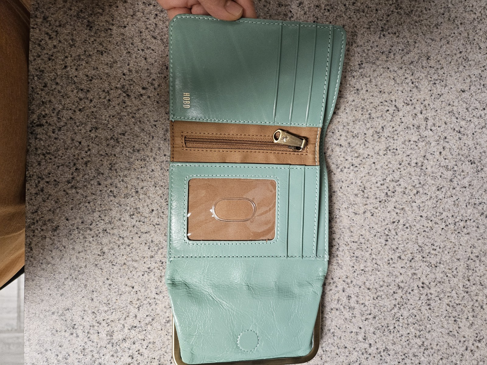 HOBO Mint Green Frame-Top Clutch Wallet with Gold Hardware (HOBO Robin Compact )
