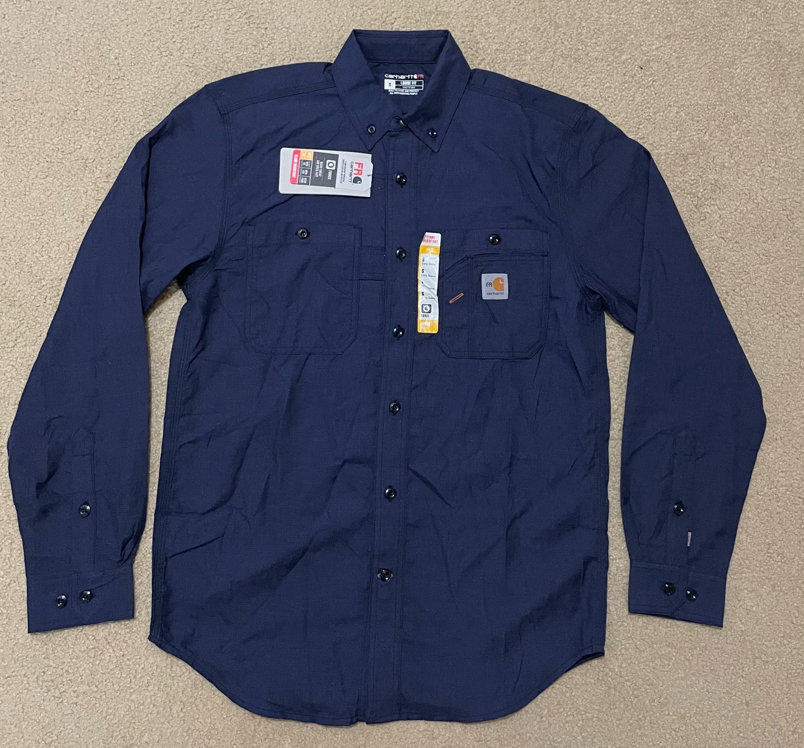 Carhartt FR Force Shirt Men’s S Blue Loose Fit Flame Resistant 2112 TW4138 NWT