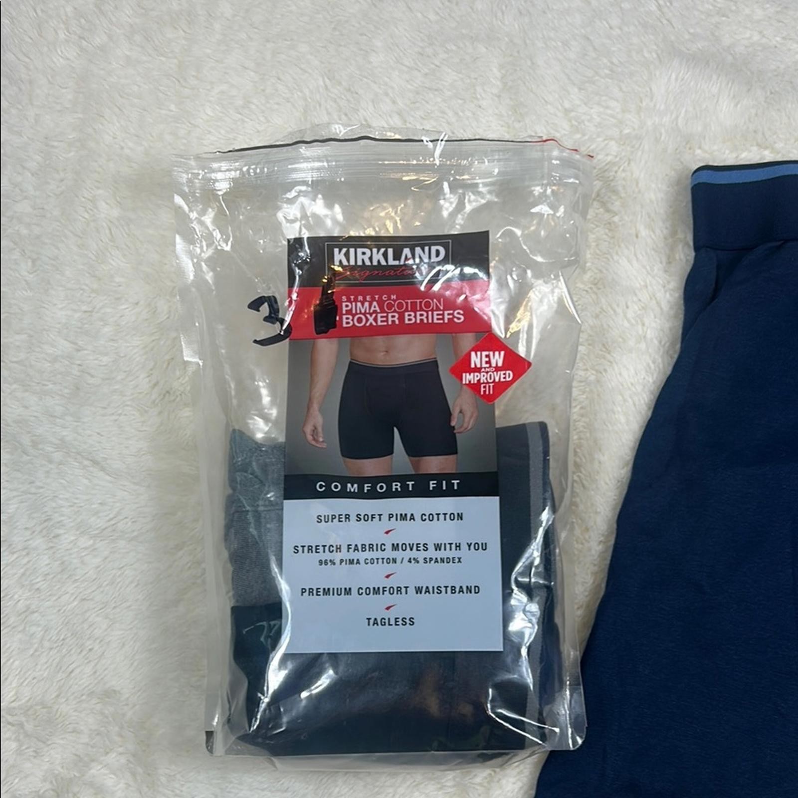 Kirkland Signature Men’s Blue Boxer Briefs Medium Premium Stretch Underwear
