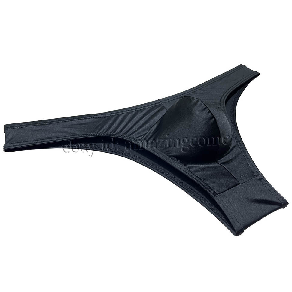 Sex Men Silk Glossy Bikini Briefs Male Cheek Underwear 1/2 Hip Coverage Swimsuit