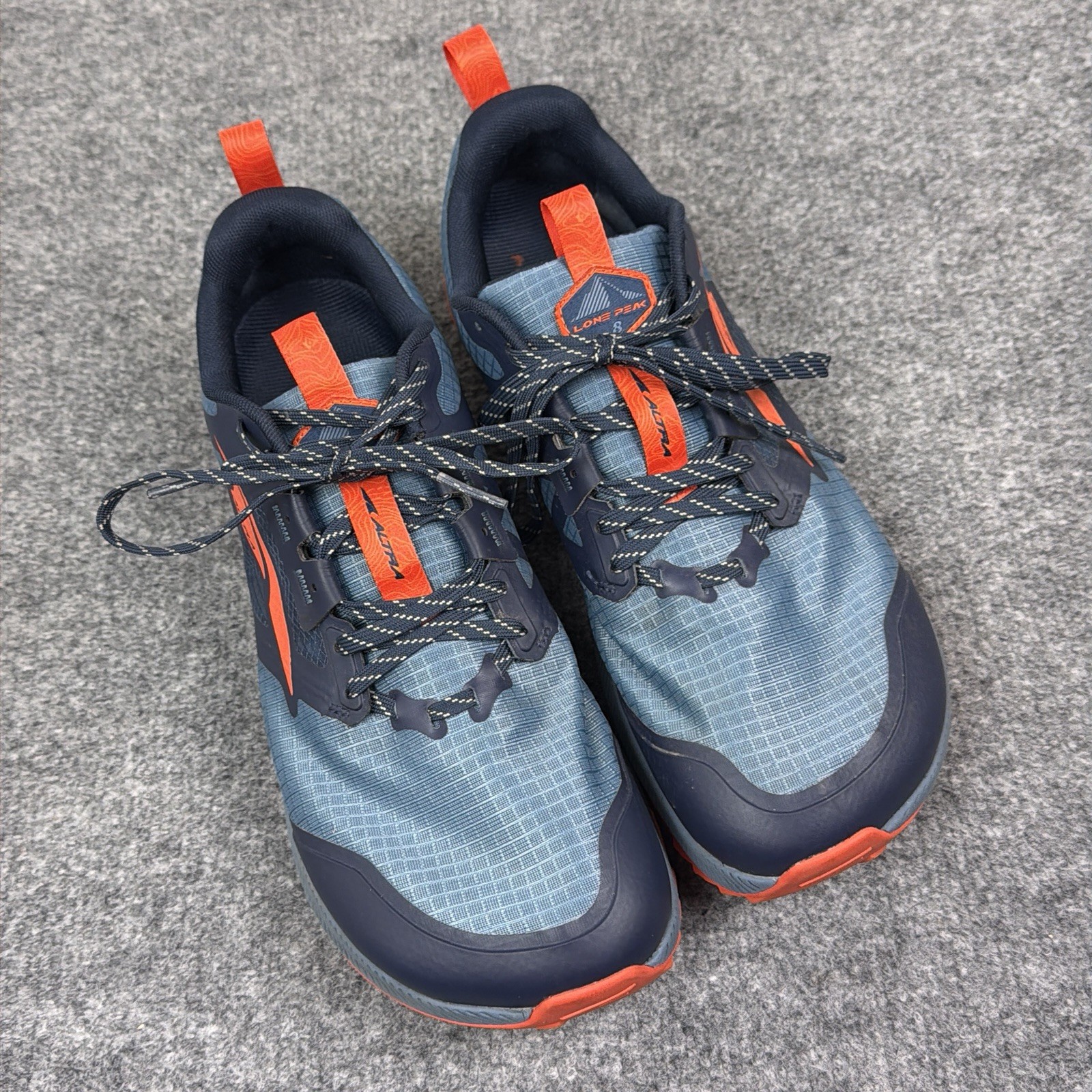 Altra Lone Peak Trail Running Shoes Mens 11.5 Blue Orange Zero Drop Hiking