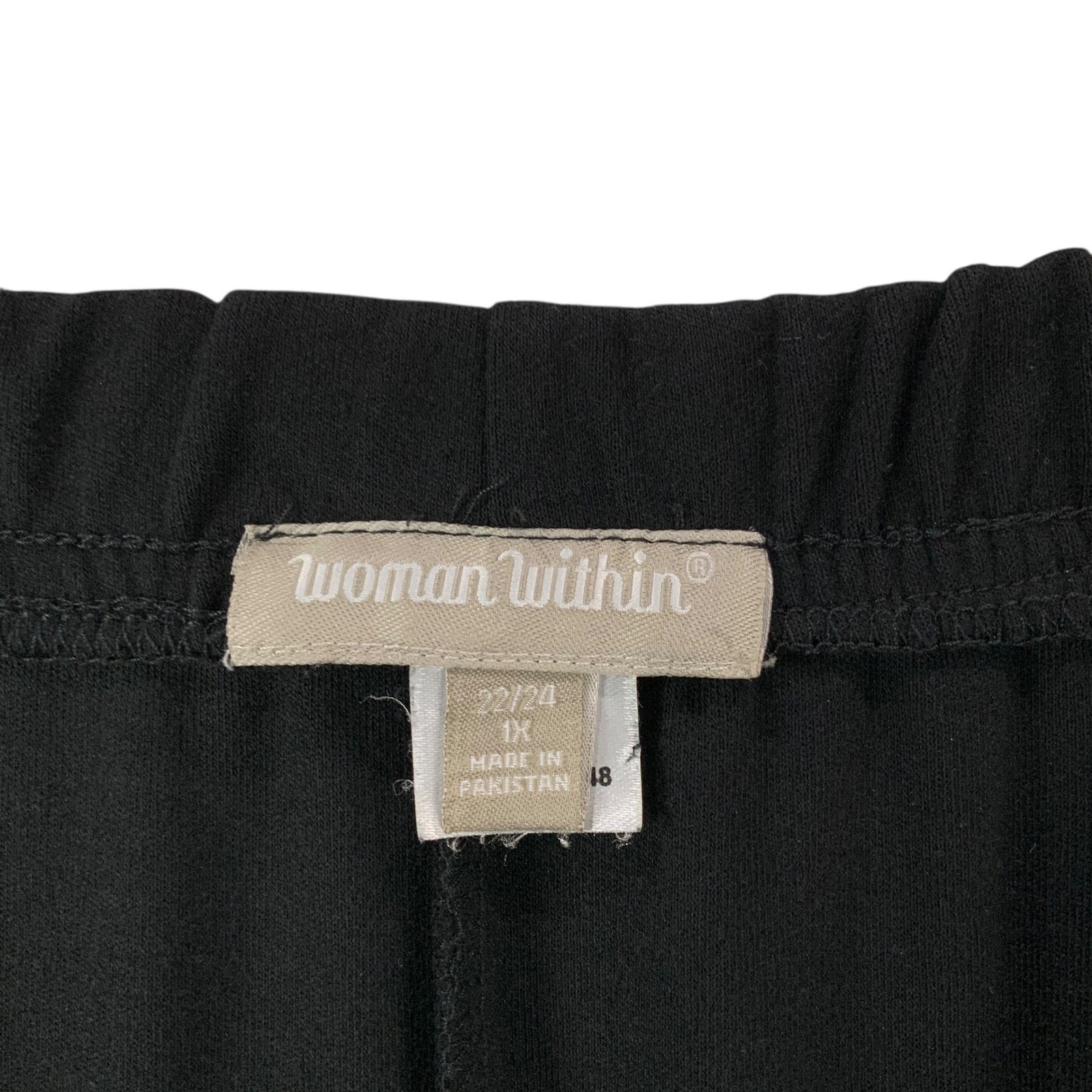 Woman Within Black Elastic Waist Pants Size 22/24 1X Cotton Blend w/Pockets