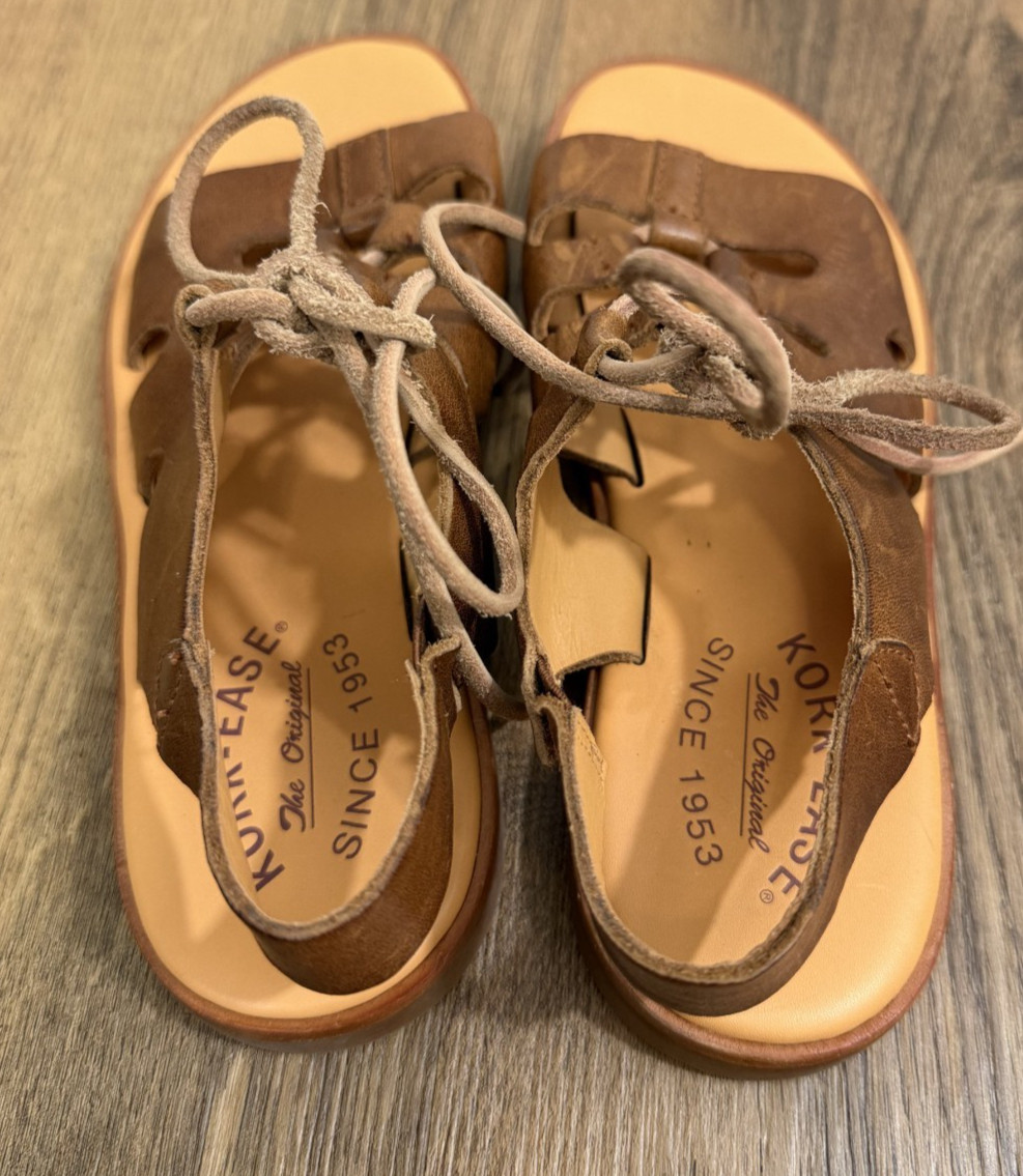 Kork Ease Pearl Gladiator Sandals Lace Up Brown 6 NEW
