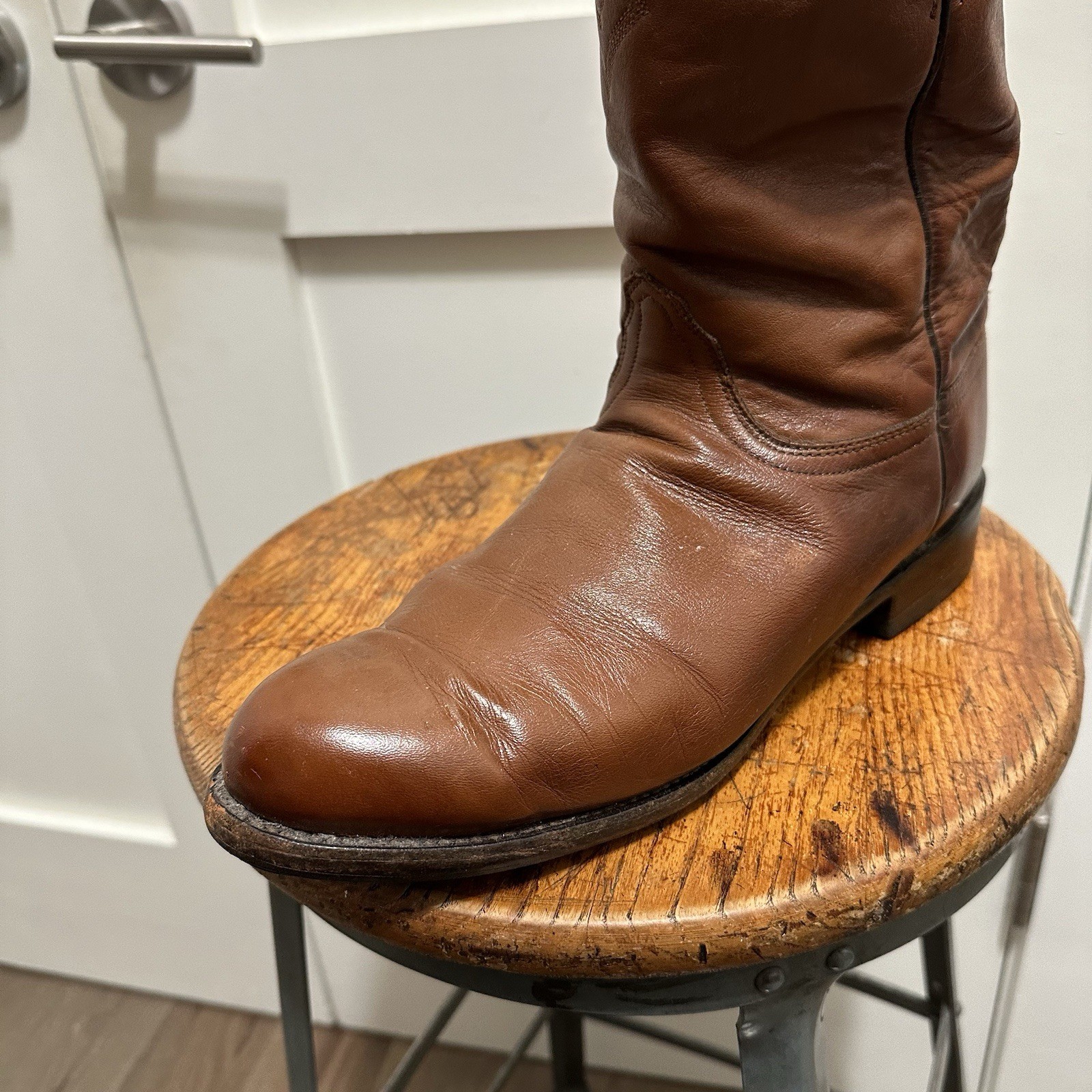 Lucchese 2000 Brown Caramel Roper Boots Western Cowboy Size 11 EE Extra Wide