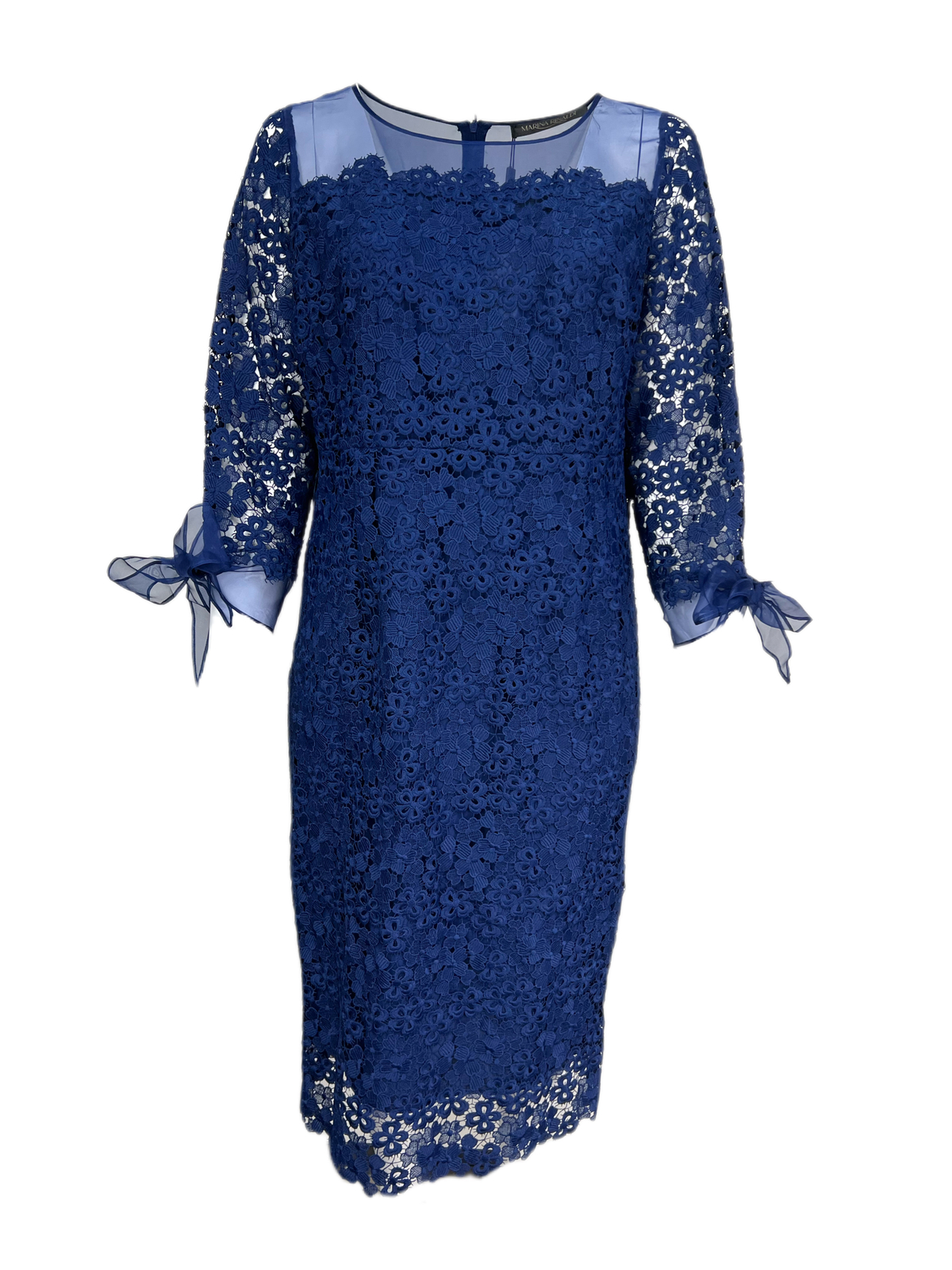 Marina Rinaldi Women’s Blu Cina Danae Long Sleeve Lace Dress NWT