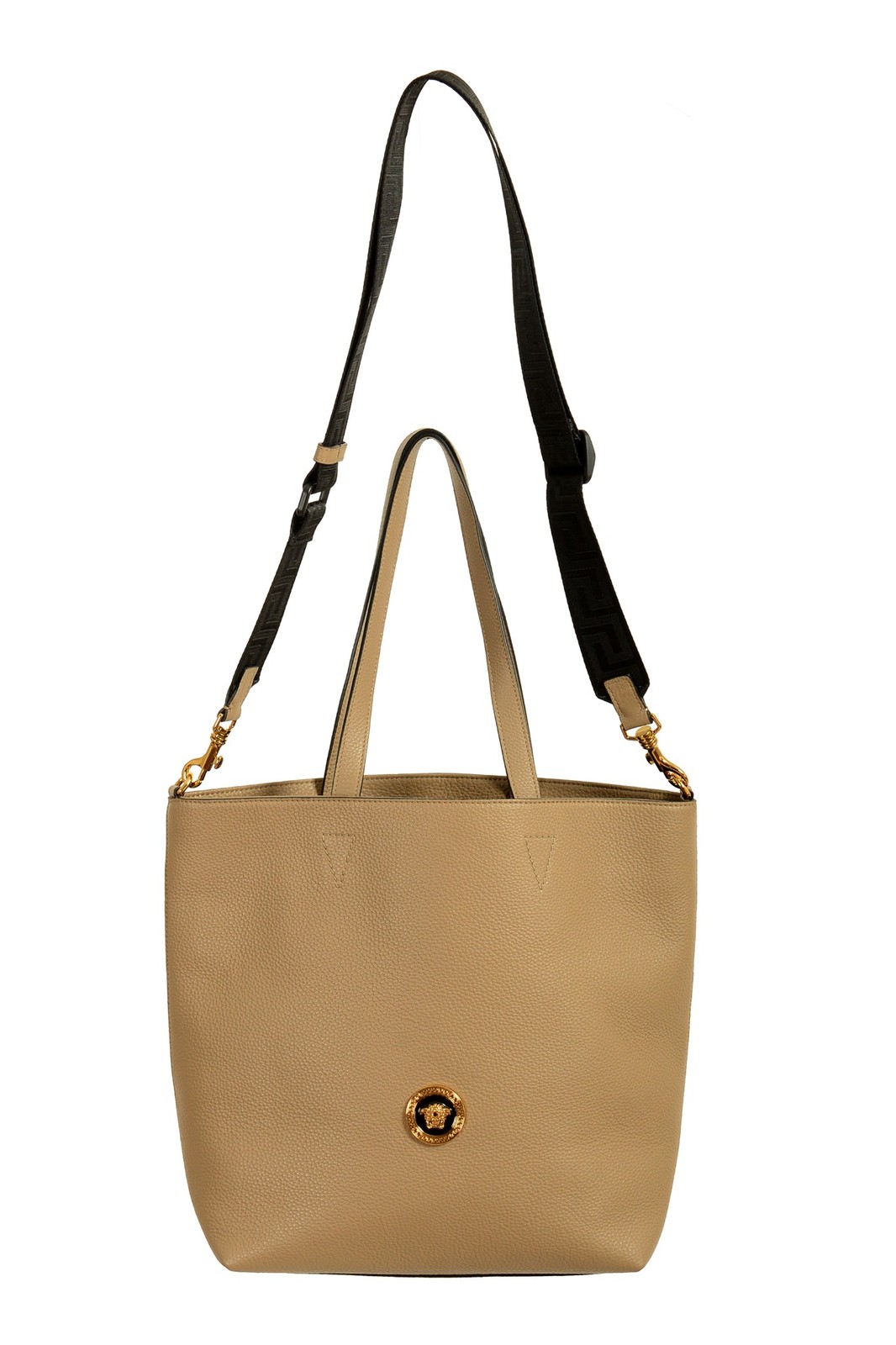 Versace Unisex 100% Textured Leather Medusa Logo Tote Handbag Shoulder Bag