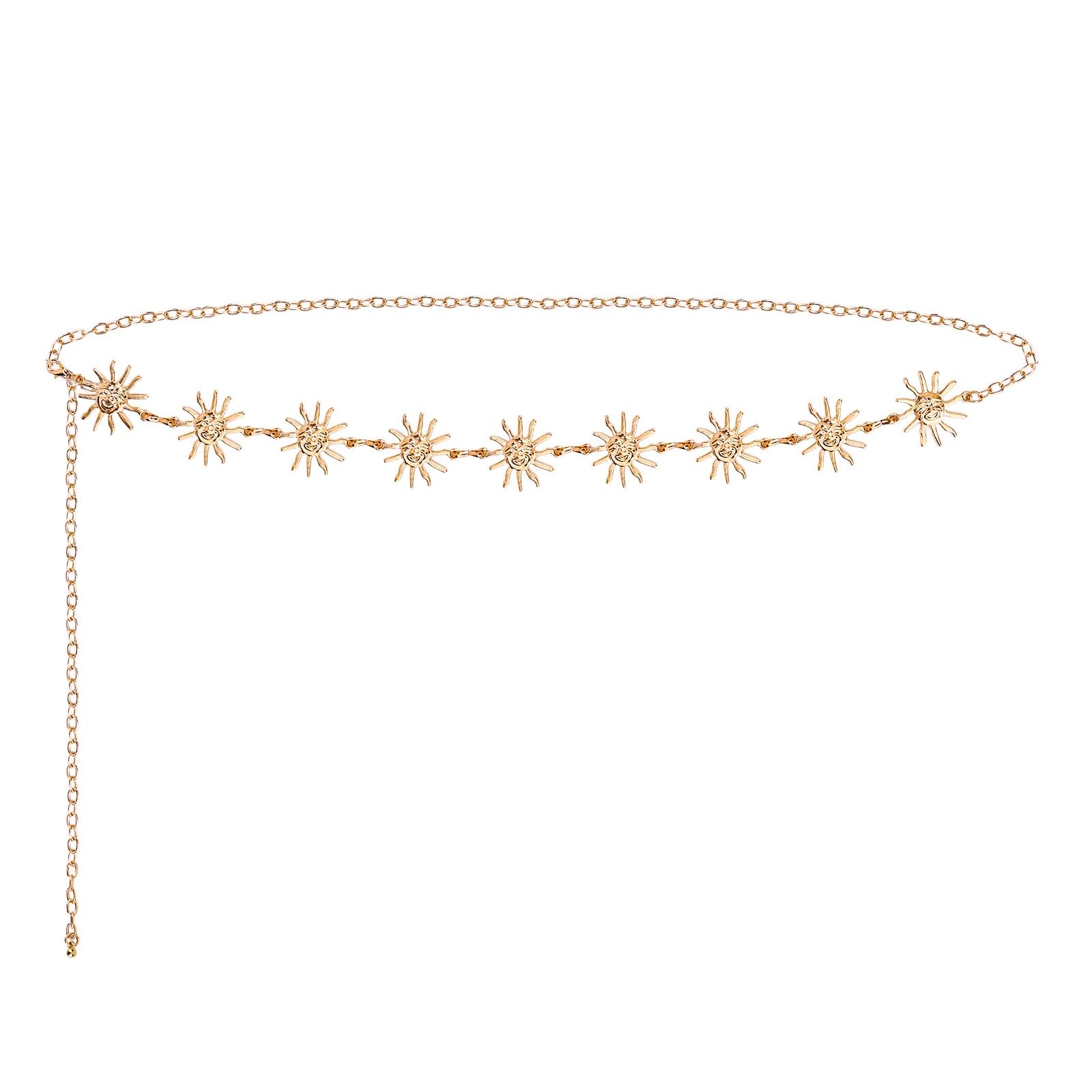Mikovivi Gold Sun Waist Chain Belt for Women, Adjustable, 43in